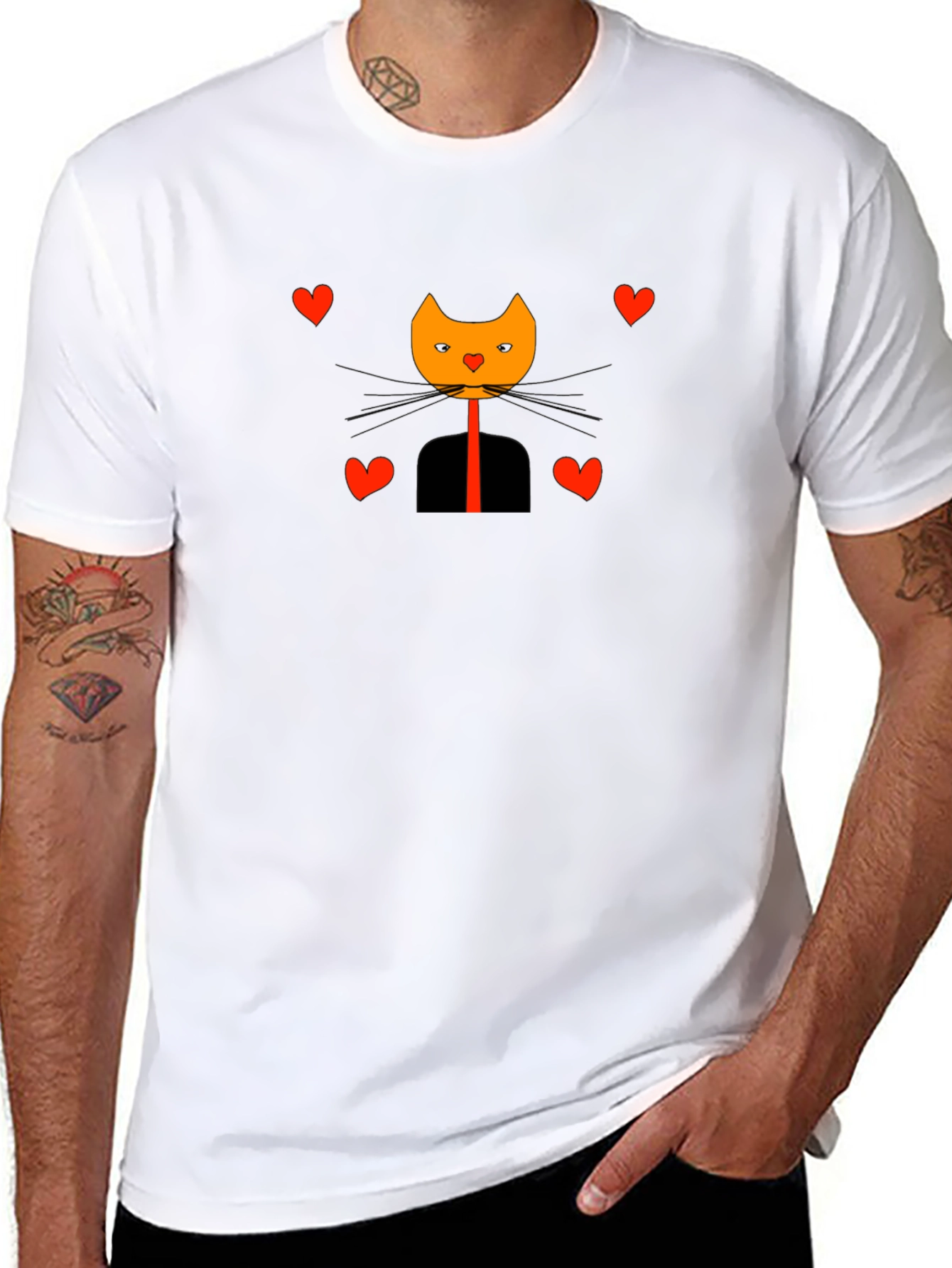 Black Cat in Suit Valentine's Day Graphic Tee view 8