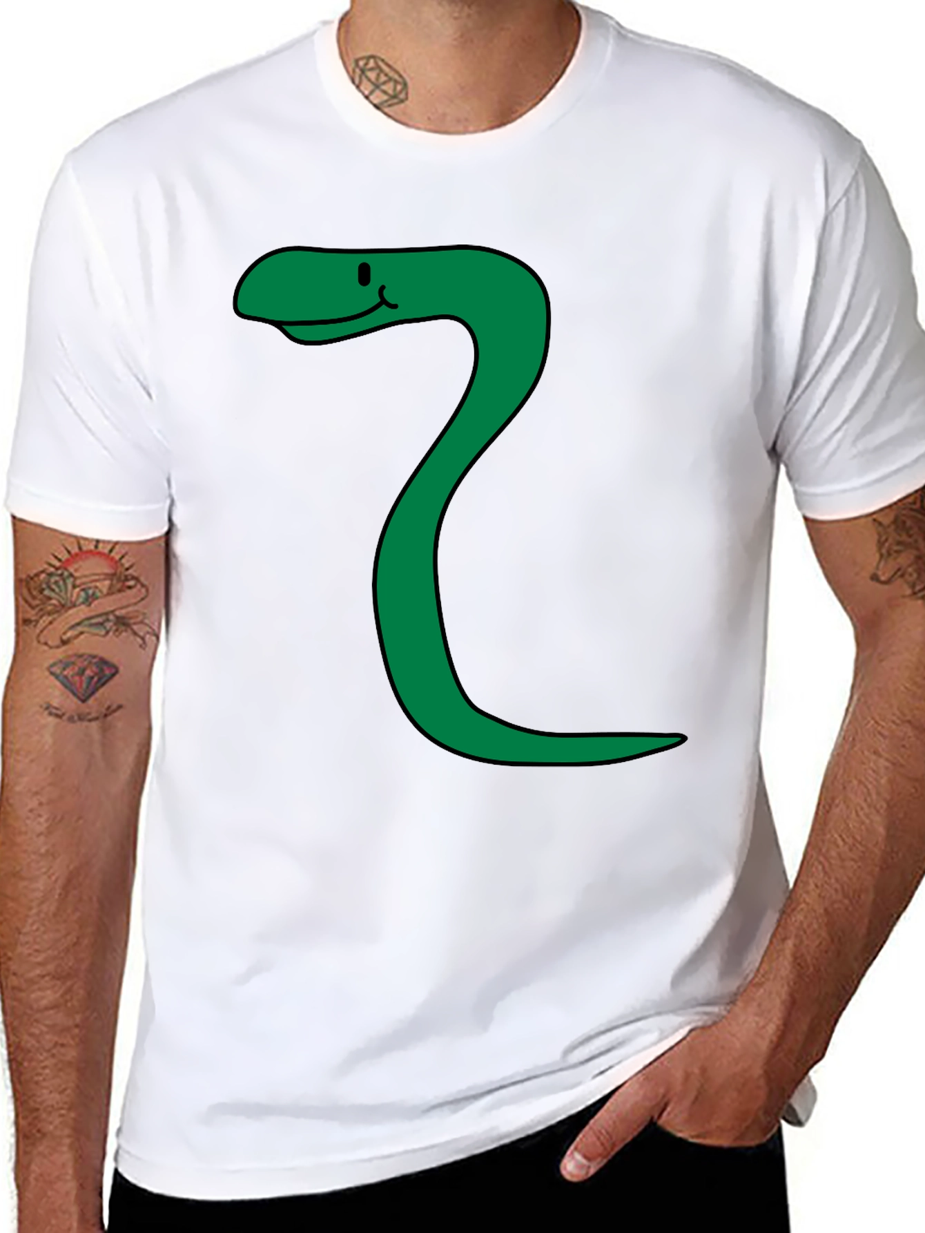 Black Funny Snake Cartoon Black T-Shirt view 8