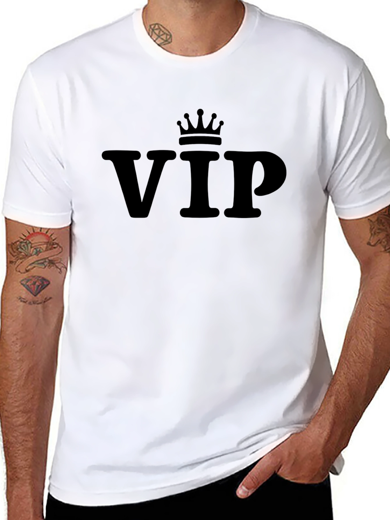 VIP Crown Graphic Tee - Black Cotton Blend - 8