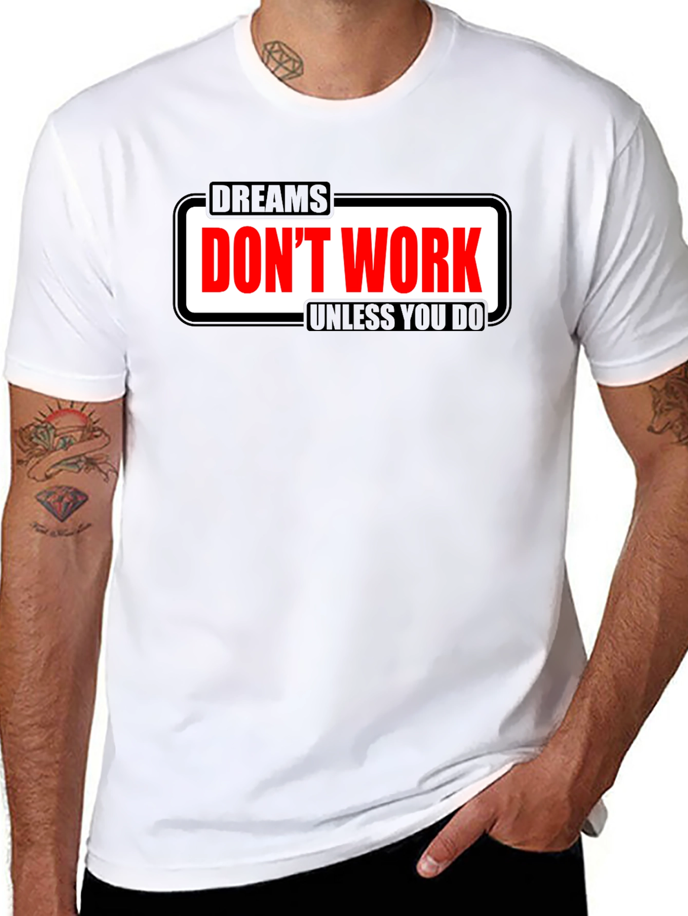 Black Dreams Don't Work Motivational T-Shirt view 8