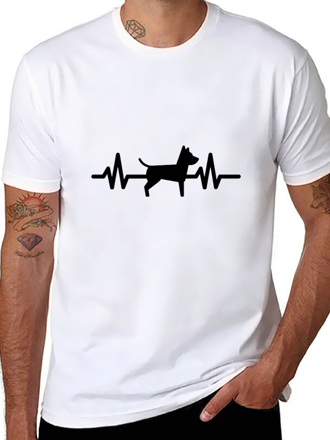 Black Dog Heartbeat T-Shirt - Stylish & Comfortable view 8