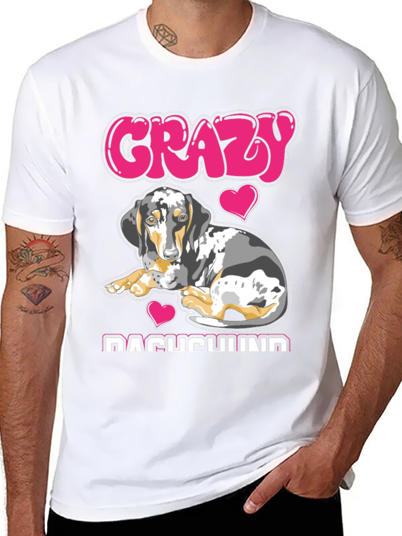 Black Crazy Dachshund T-Shirt - Dog Lover Tee view 8