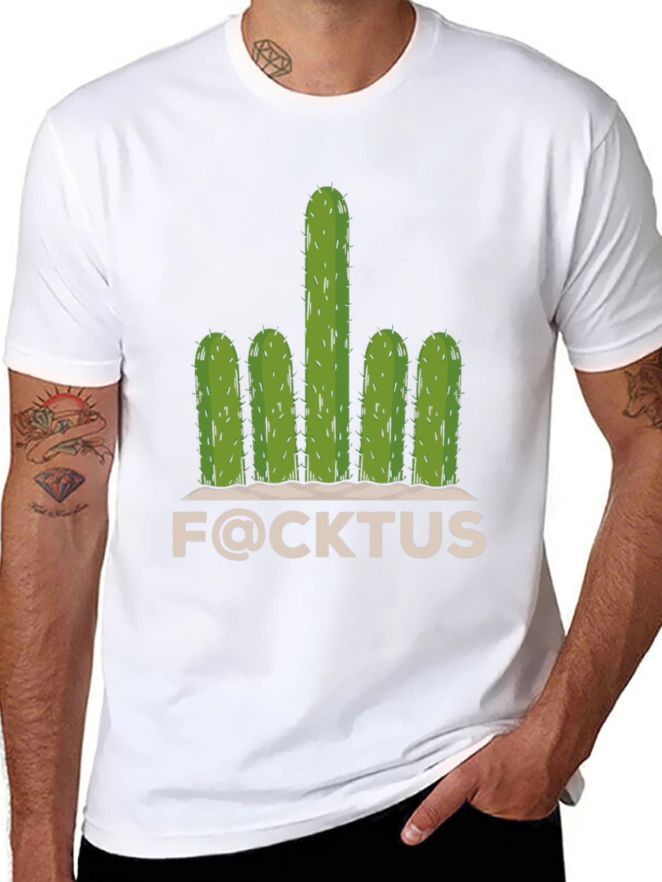 Black Funny F@CKTUS Graphic T-Shirt view 8