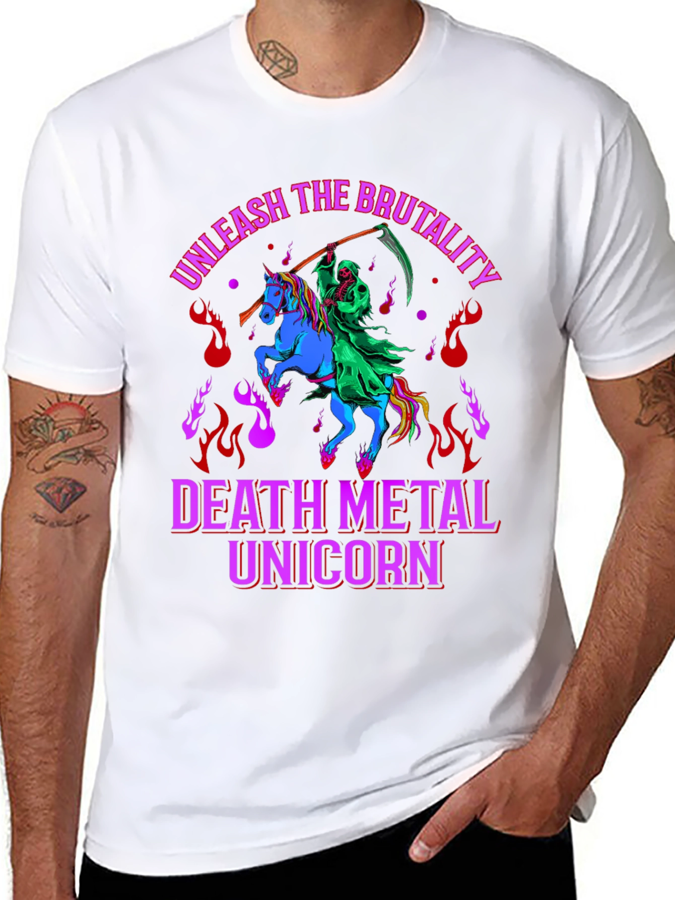Black Death Metal Unicorn T-Shirt - Unleash the Brutality! view 8