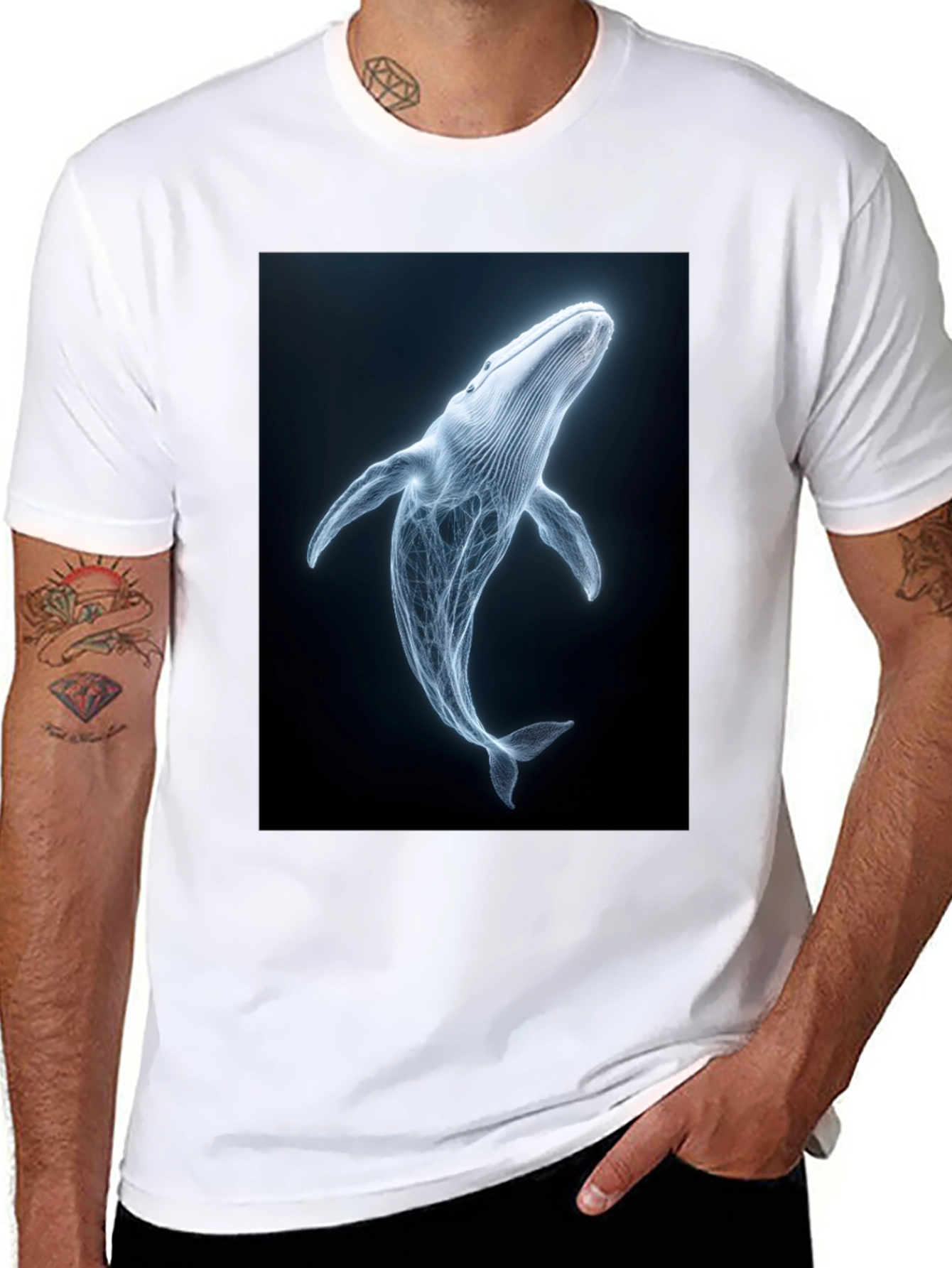 Black Whale Graphic Print Black T-Shirt view 8
