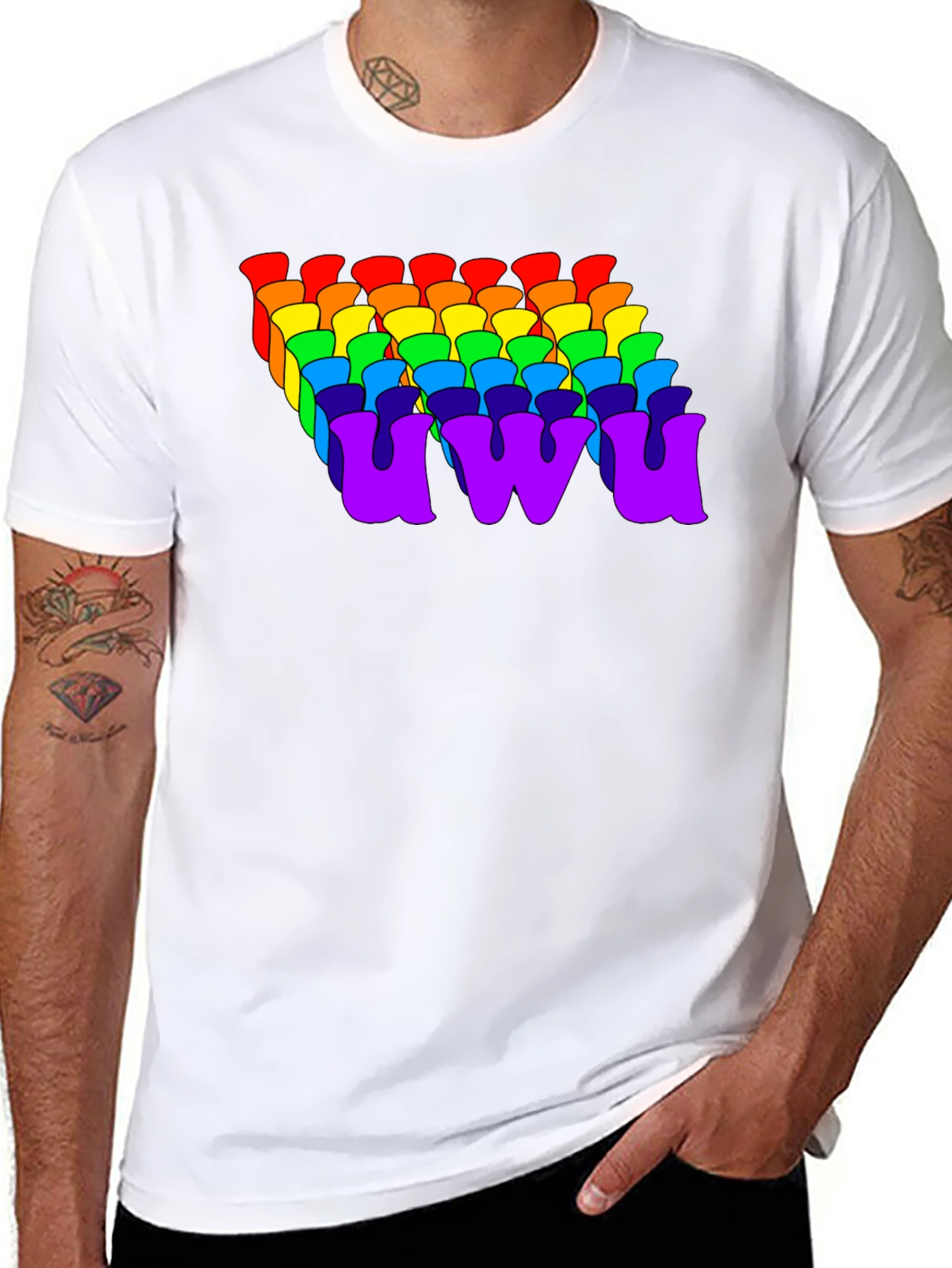 Black Rainbow UWU Graphic Tee - Soft Cotton Comfort view 8