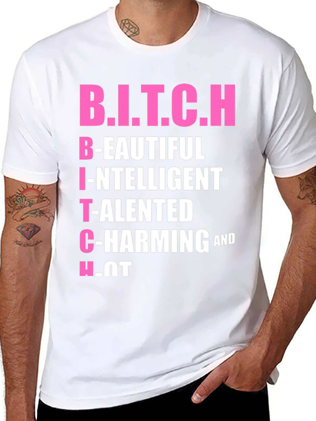 Black B.I.T.C.H. Beautiful Intelligent Talented Charming & Hot T-Shirt view 8