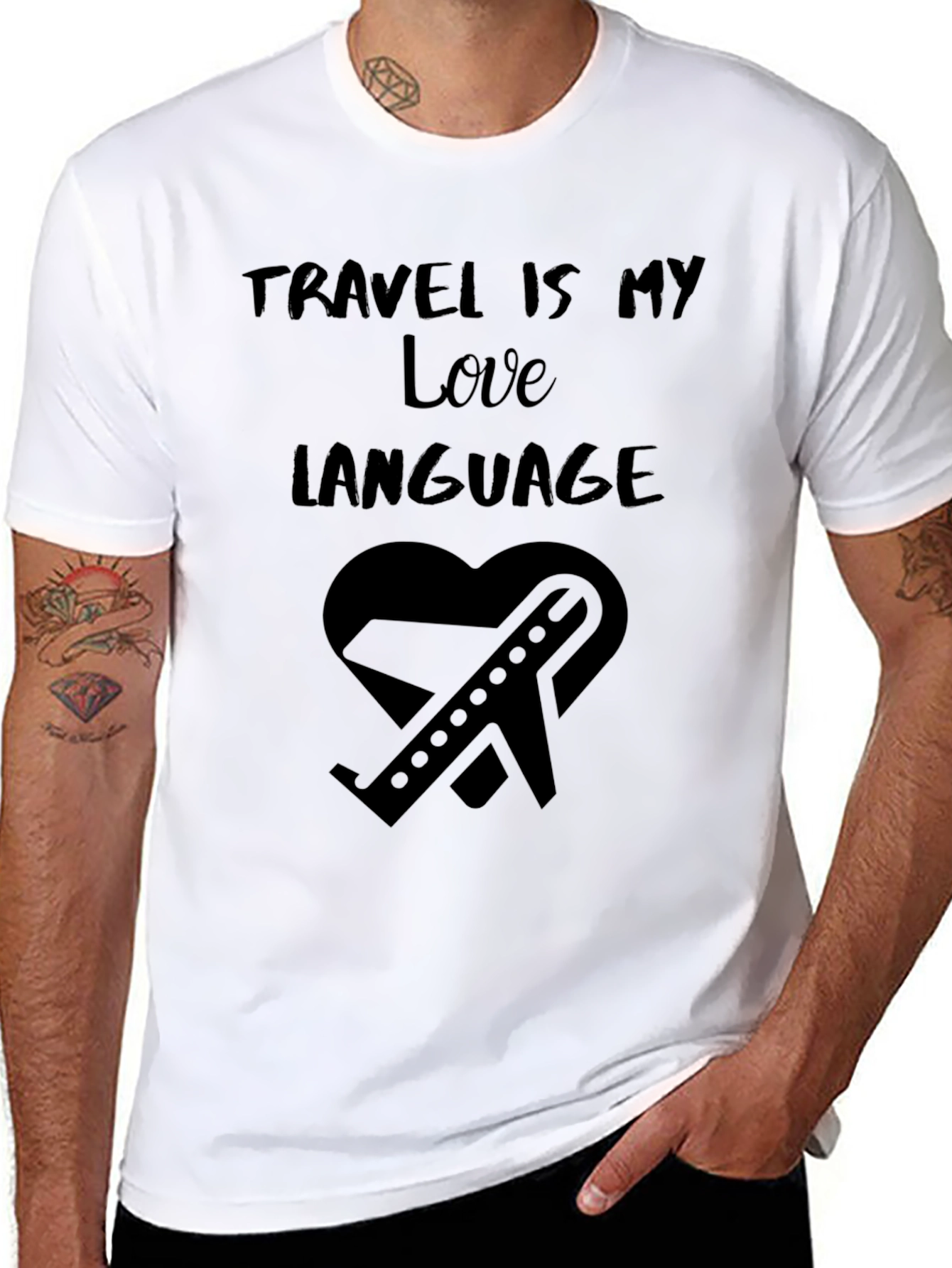 Black Travel is My Love Language Black T-Shirt view 8