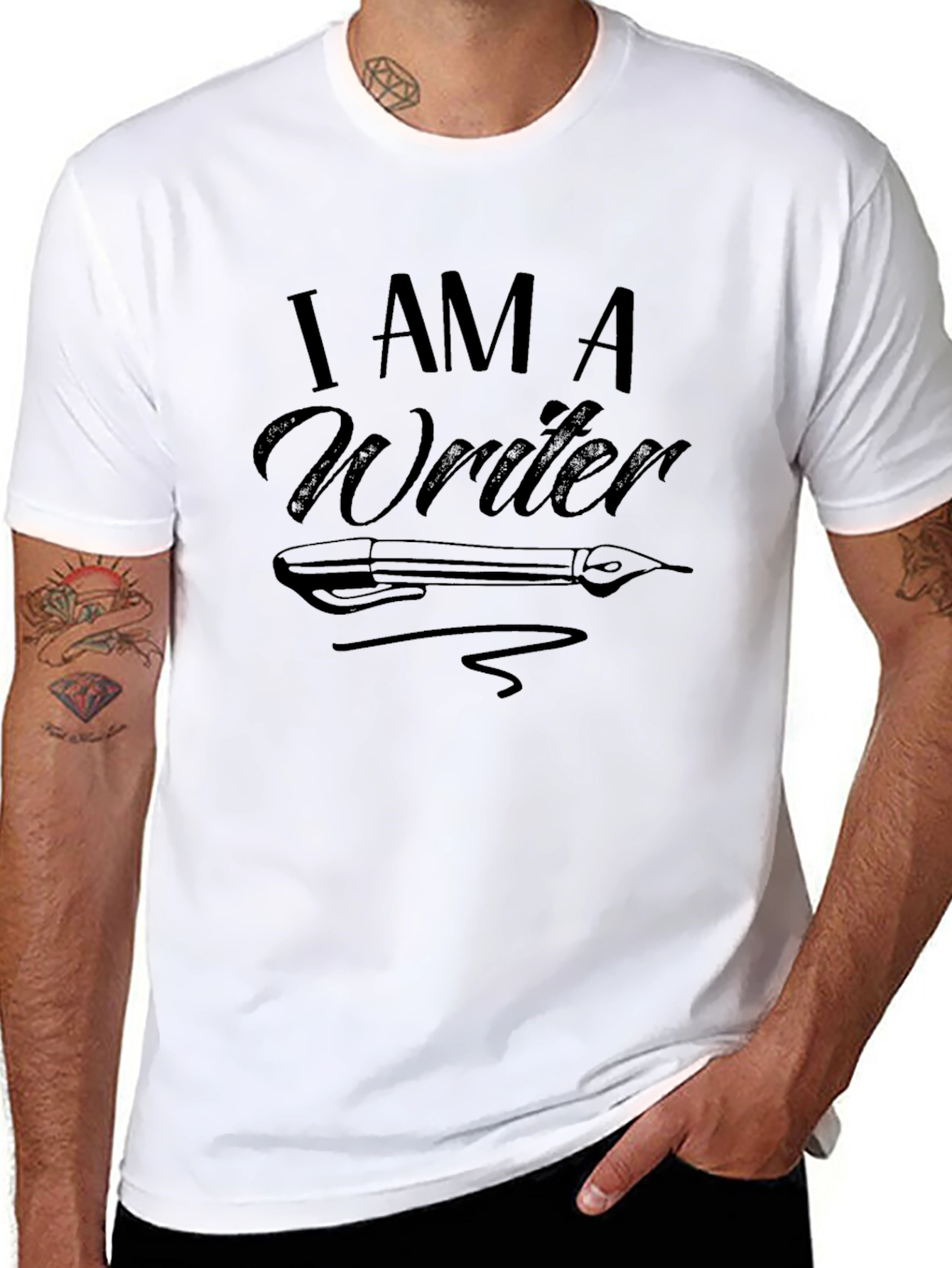 Black I AM A Writer T-Shirt - Black Novelty Tee view 8