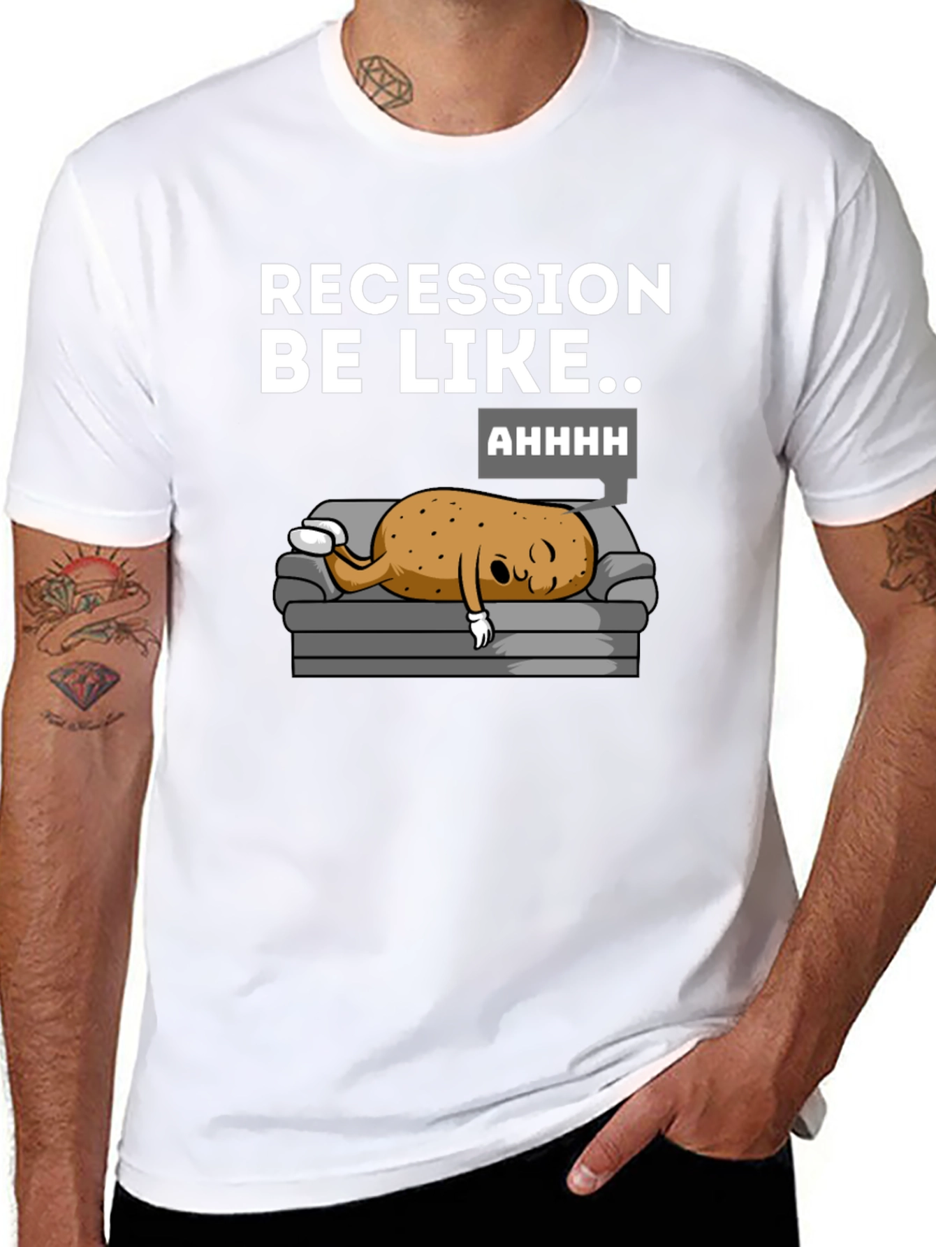 Black Recession Potato T-Shirt - Funny Novelty Tee view 8