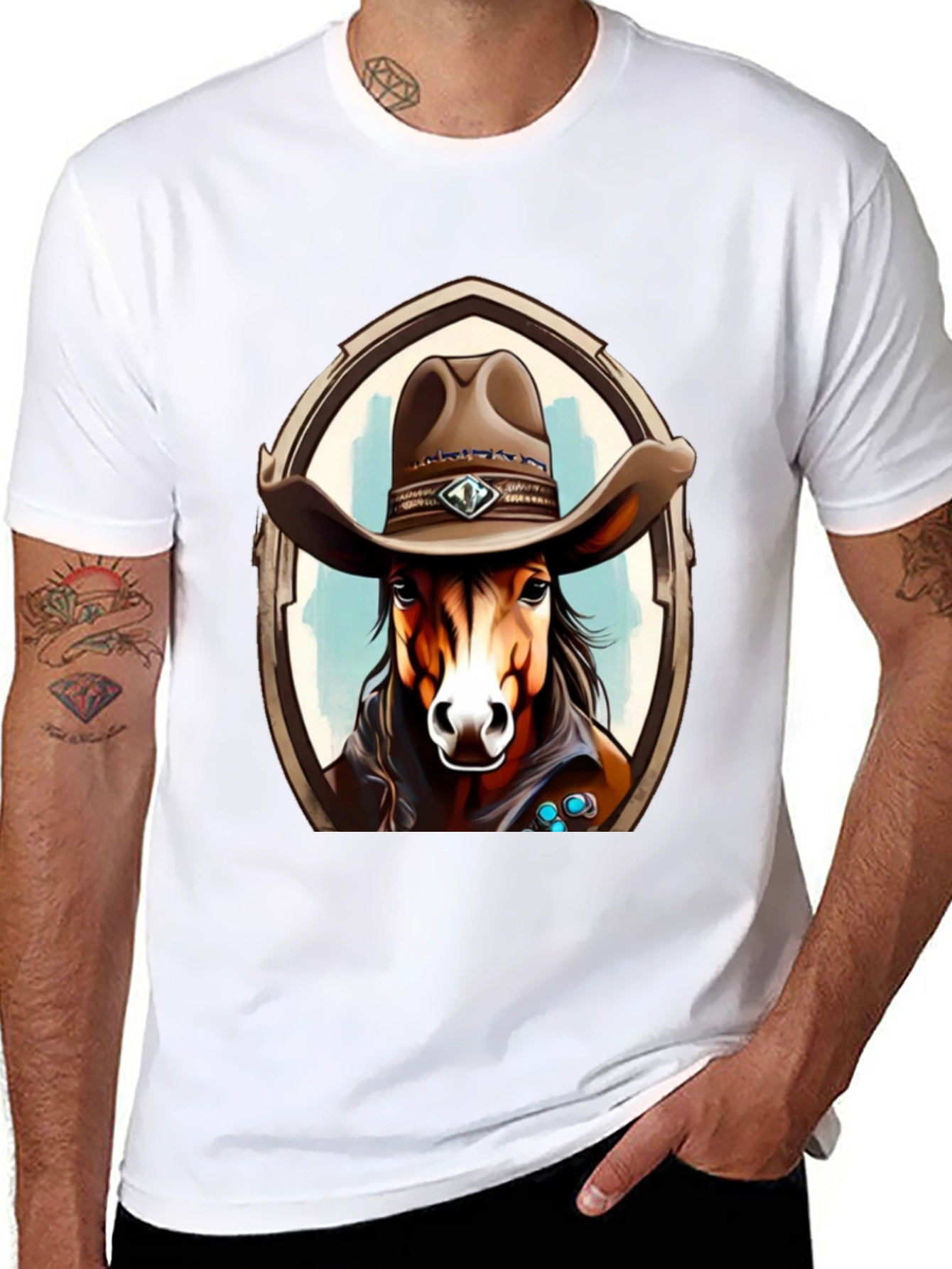 Black Cowboy Horse Graphic Tee - Stylish Western T-Shirt view 8