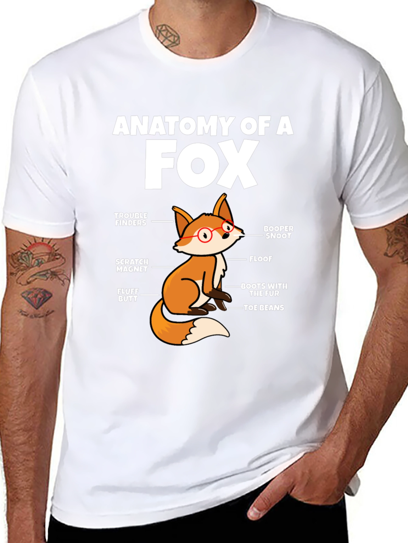 Black Anatomy of a Fox Funny T-Shirt view 8
