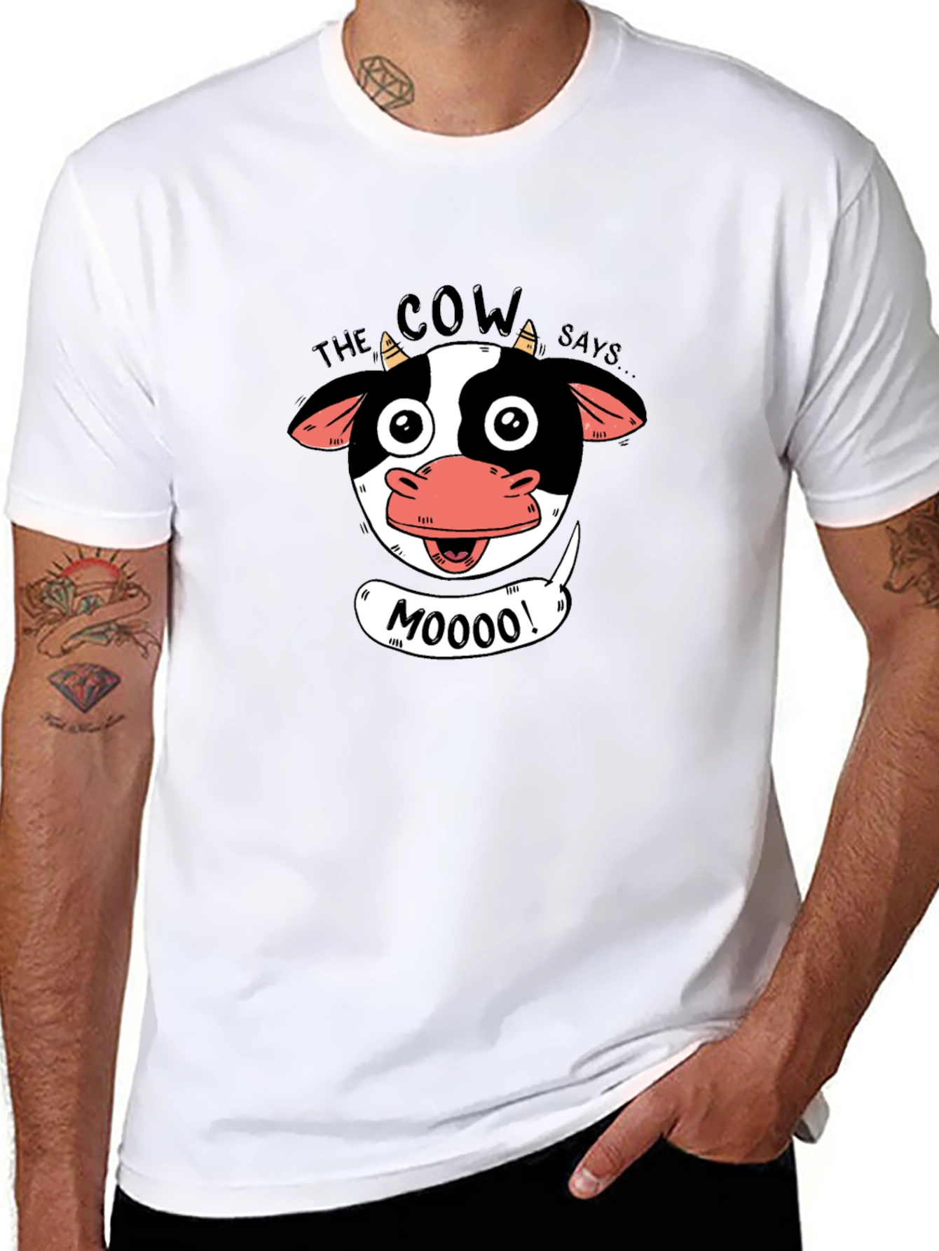 Black The Cow Says Moo T-Shirt - Black Graphic Tee view 8