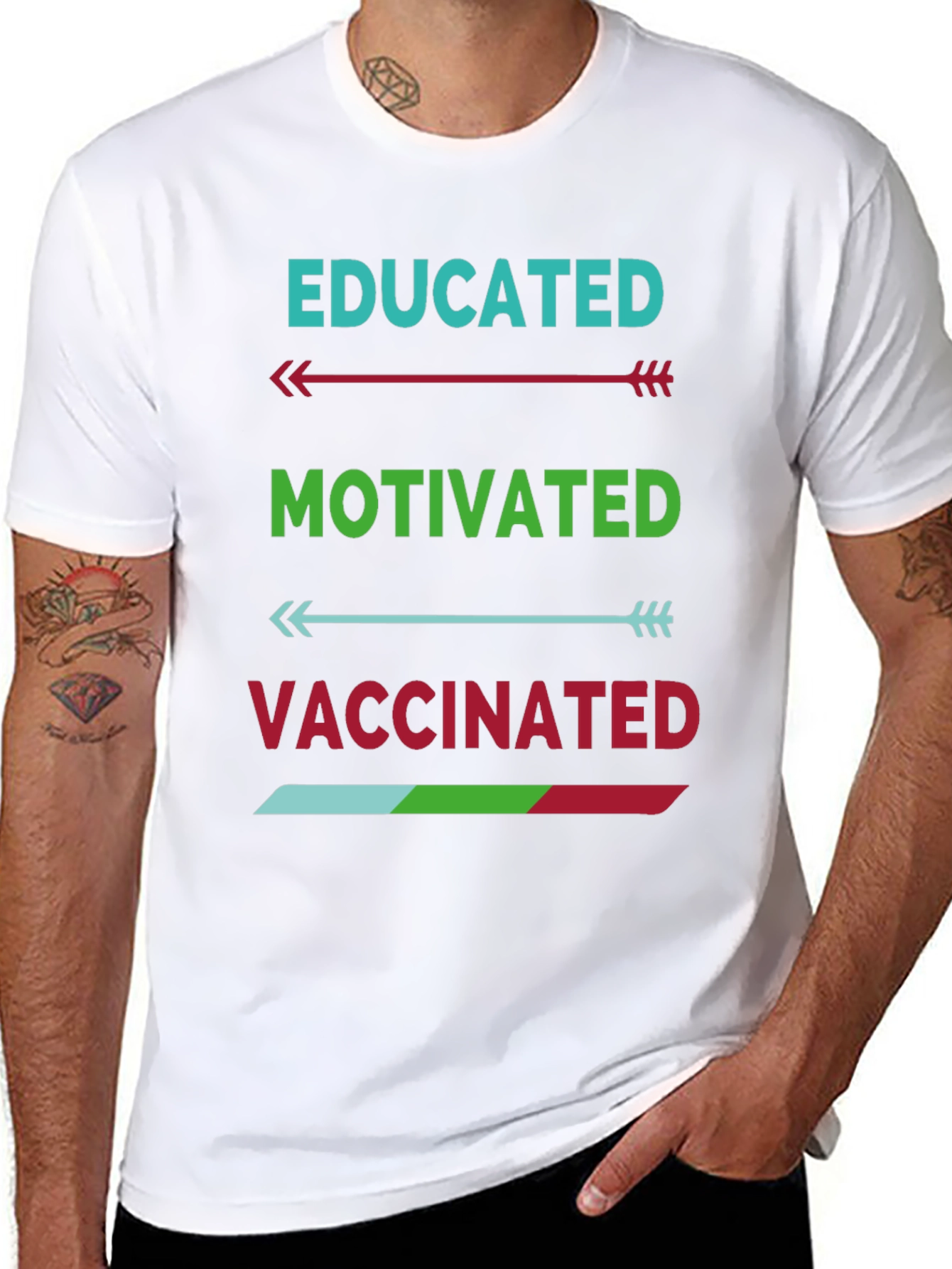 Black Educated Motivated Vaccinated T-Shirt view 8