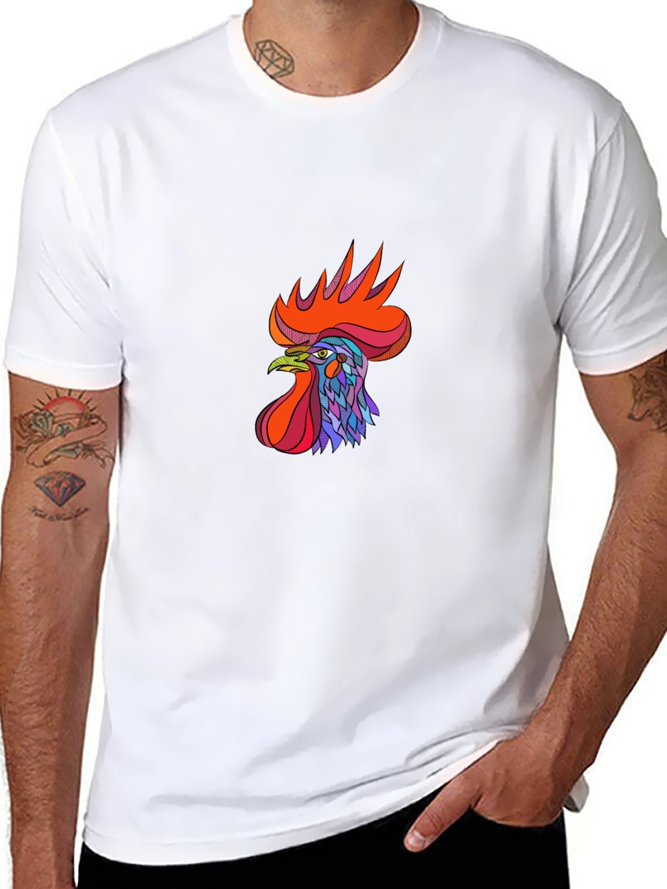 Black Rooster Graphic Tee - Bold & Stylish Black T-Shirt view 8