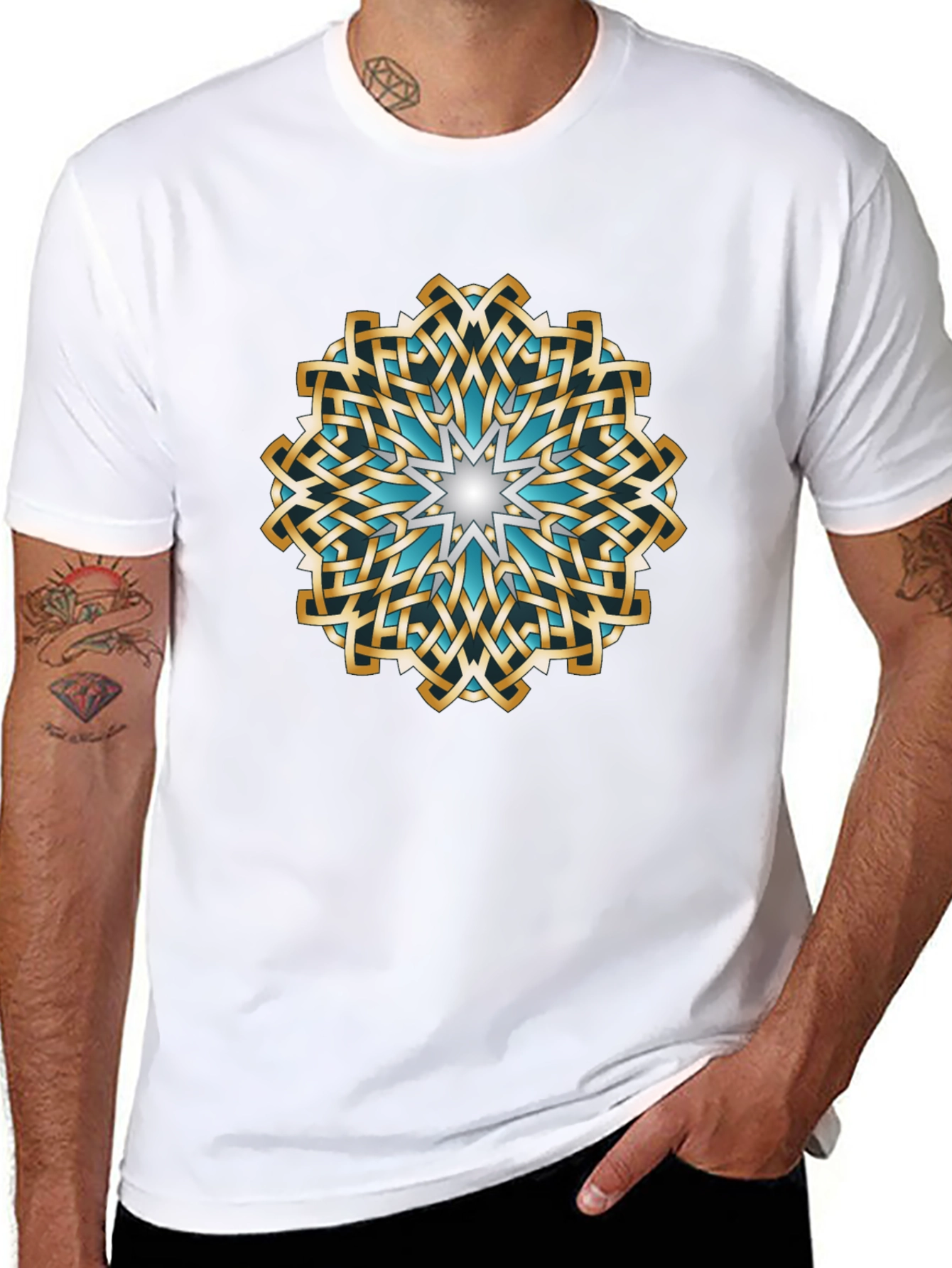 Black Intricate Knotwork Mandala Graphic T-Shirt view 8