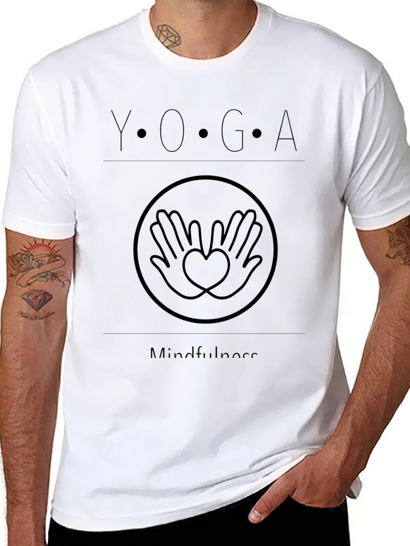 Black Yoga Mindfulness T-Shirt Black Cotton Blend view 8