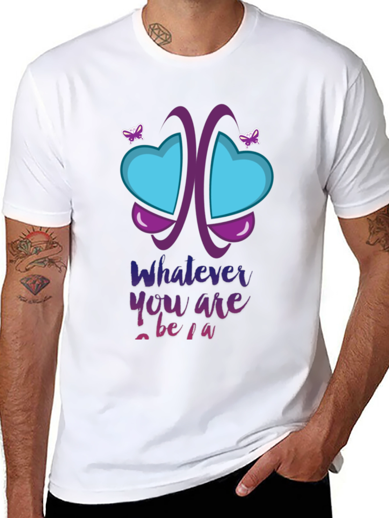 Black Unique Butterfly Heart Graphic T-Shirt view 8
