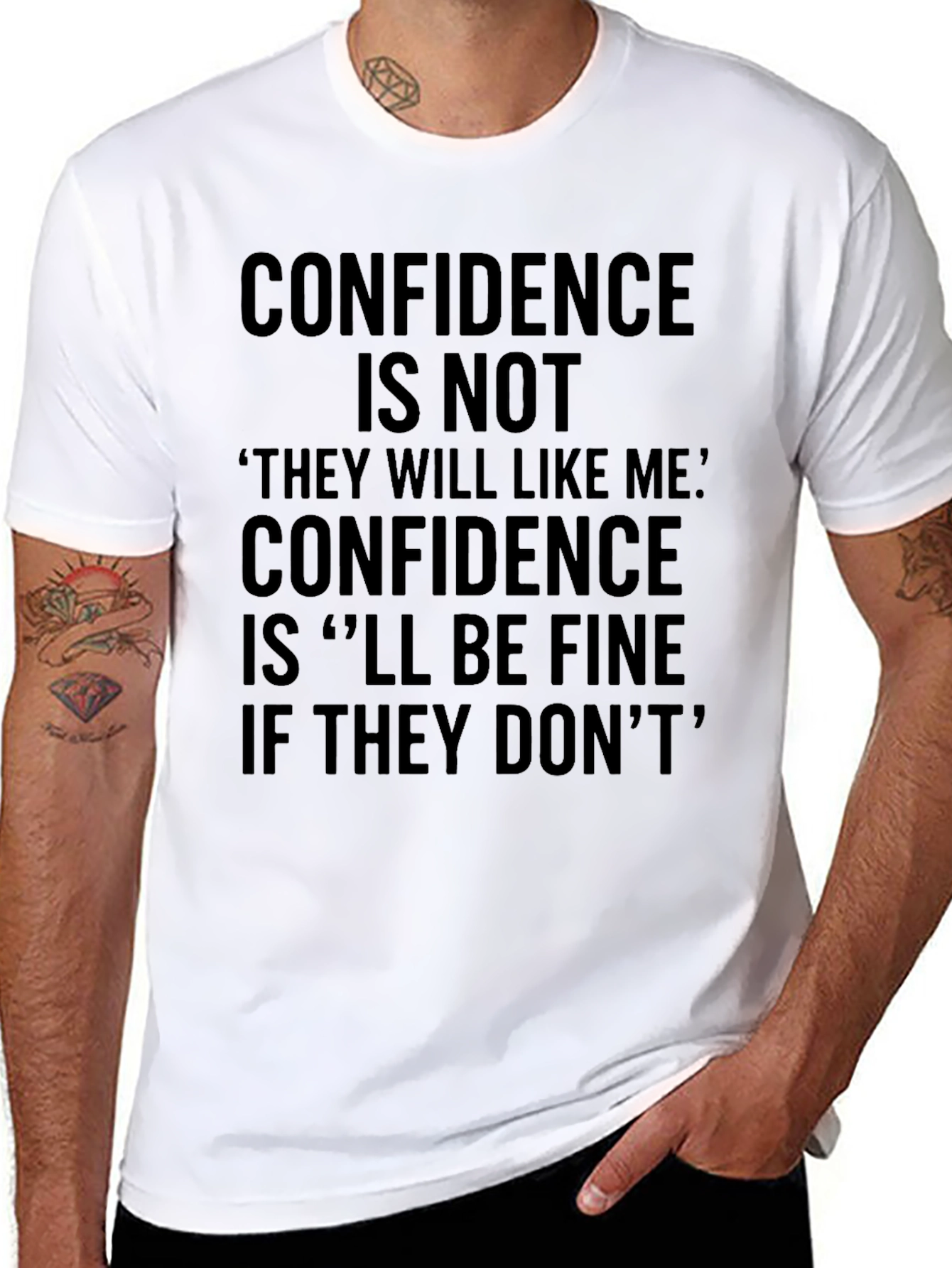 Black Confidence Graphic Black T-Shirt - Inspirational Slogan Tee view 8