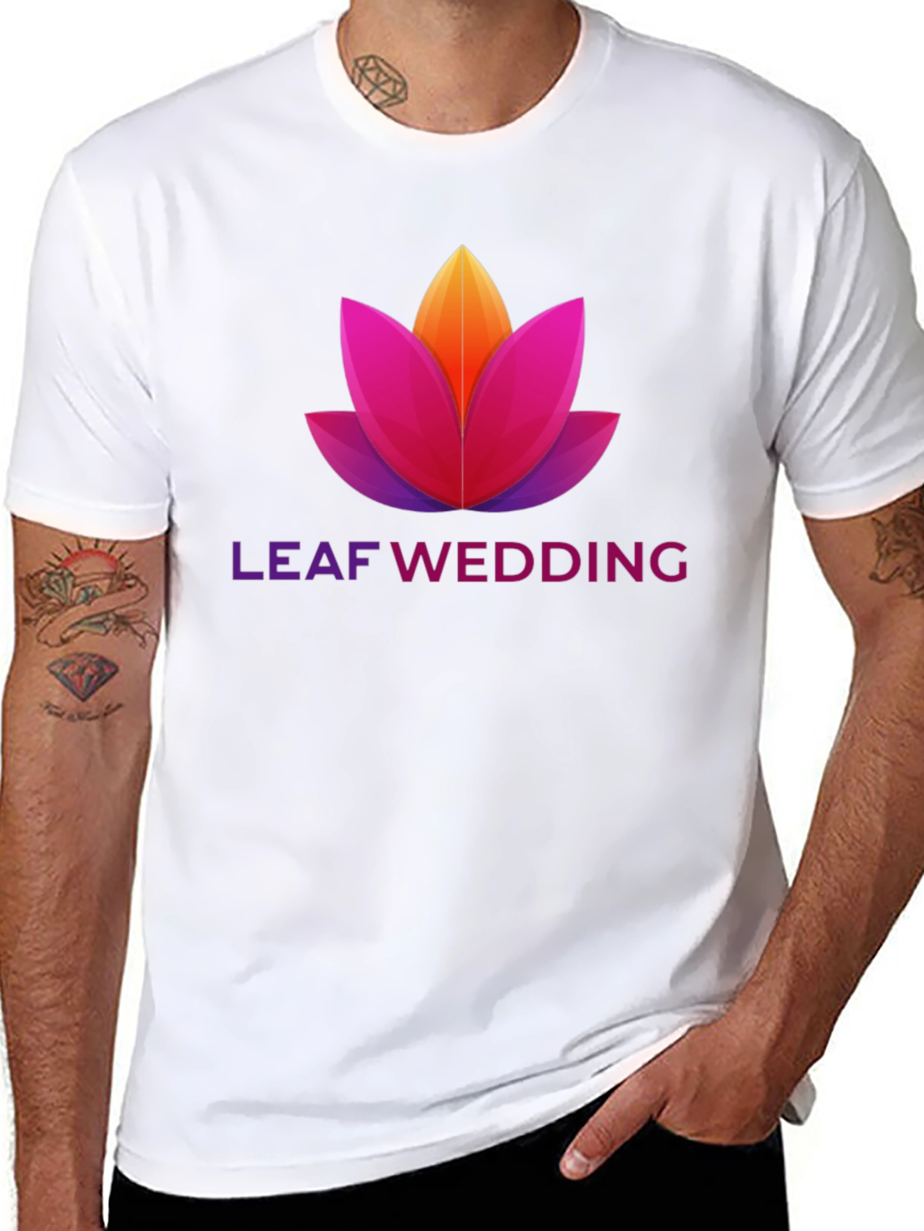 Black Leaf Wedding Graphic T-Shirt view 8