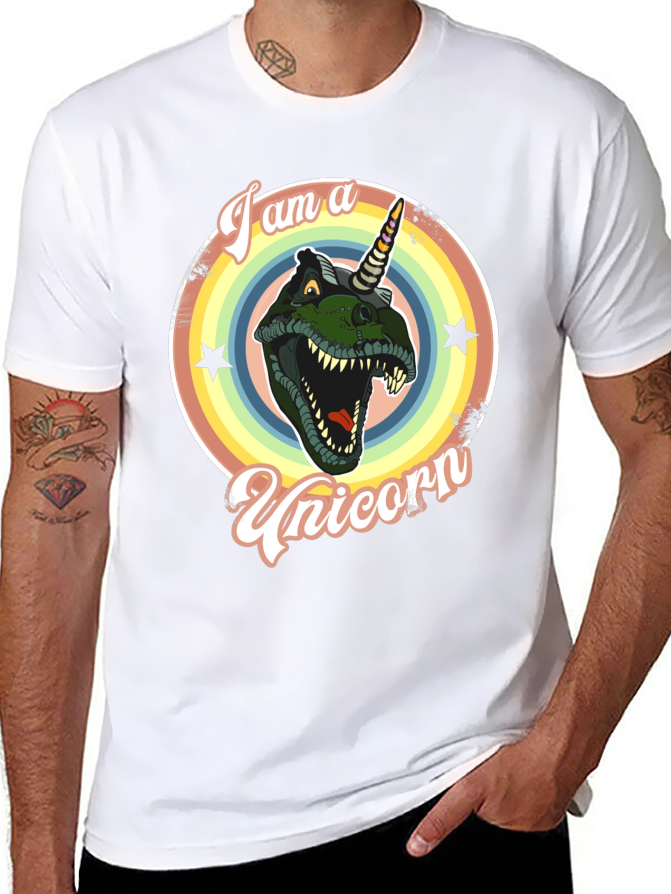Black I am a Unicorn Dinosaur T-Shirt view 8
