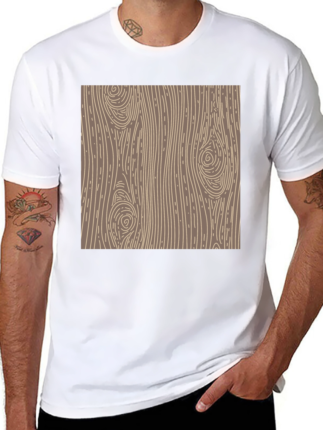 Black Wood Grain Graphic Tee - Classic Style view 8