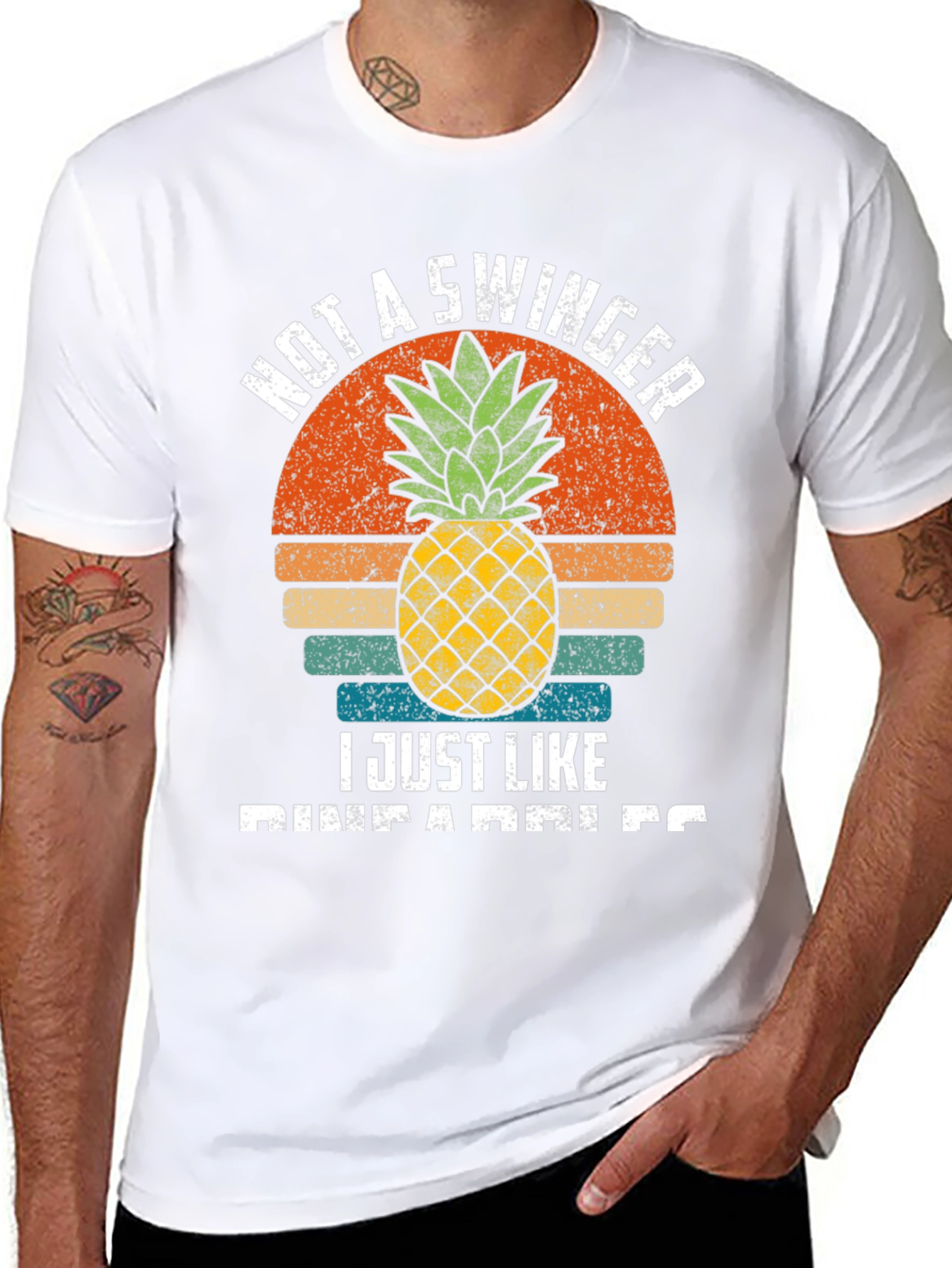 Black Funny Pineapple Lover T-Shirt - Not A Swinger view 8