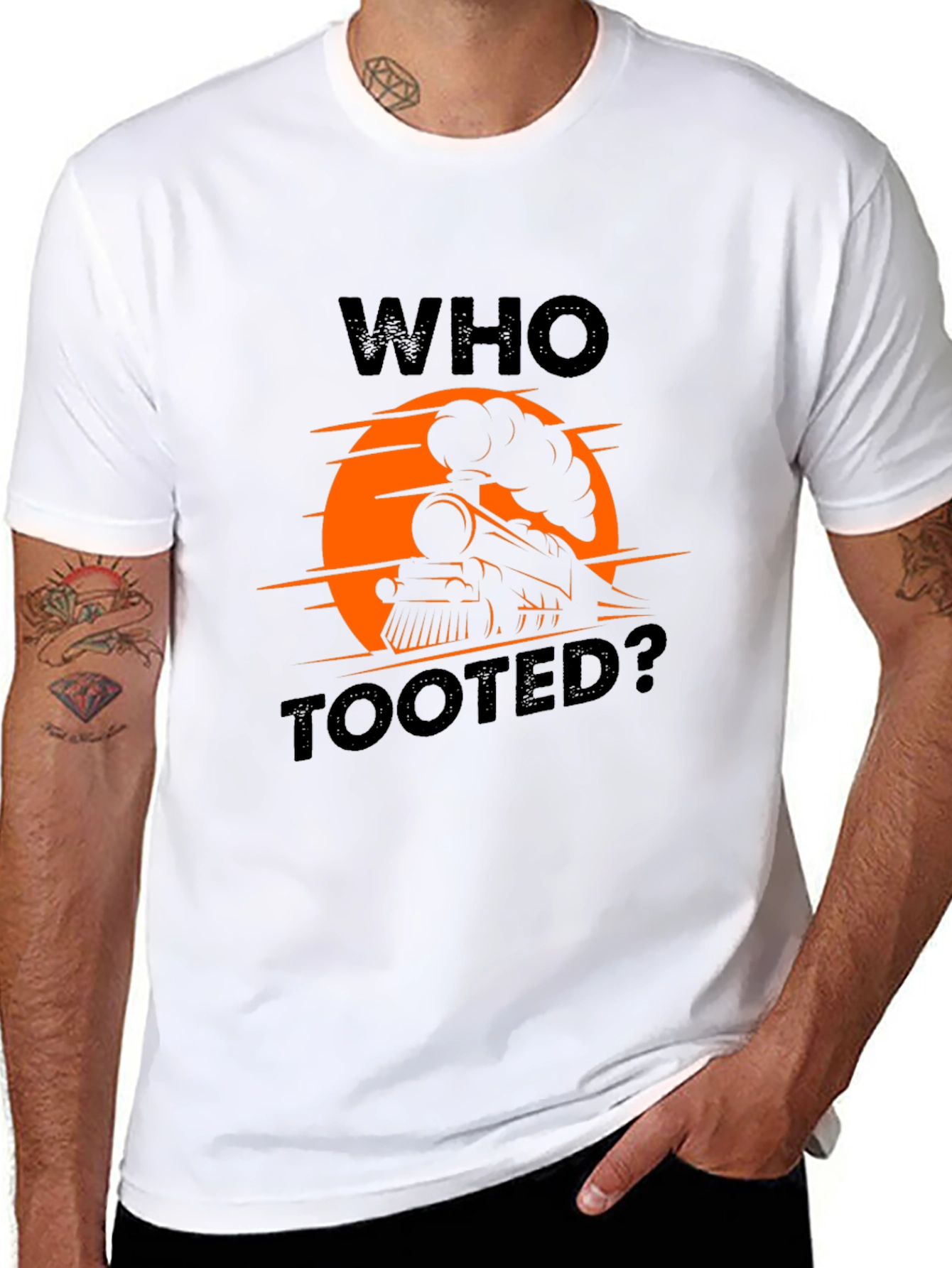 Black Who Tooted? Train Graphic T-Shirt view 8