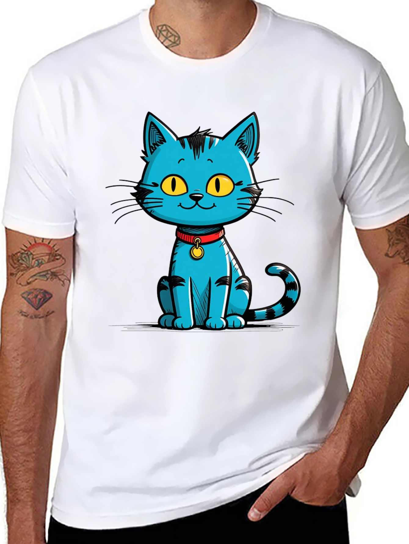 Black Cool Cat Graphic T-Shirt view 8