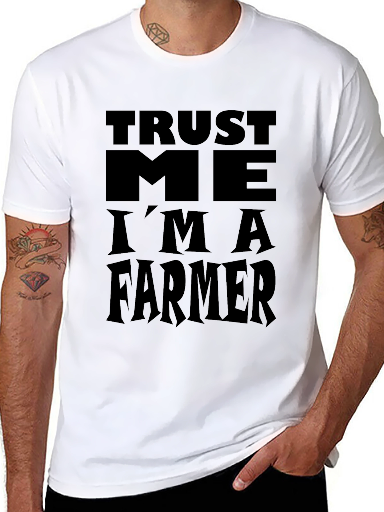 Black Trust Me I'm A Farmer Black Graphic T-Shirt view 8