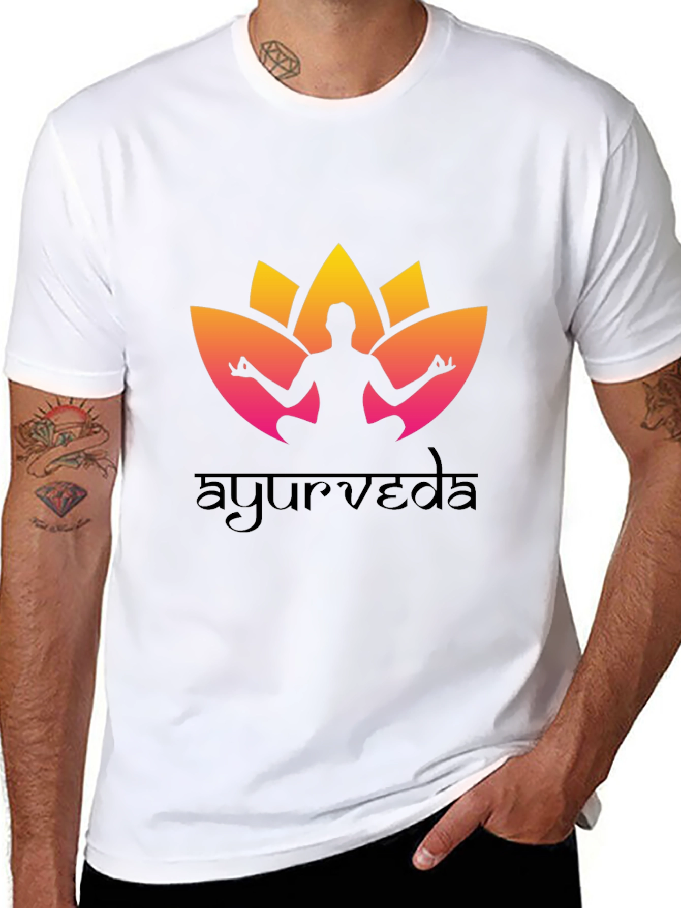 Black Ayurveda Yoga T-Shirt - Black Cotton view 8