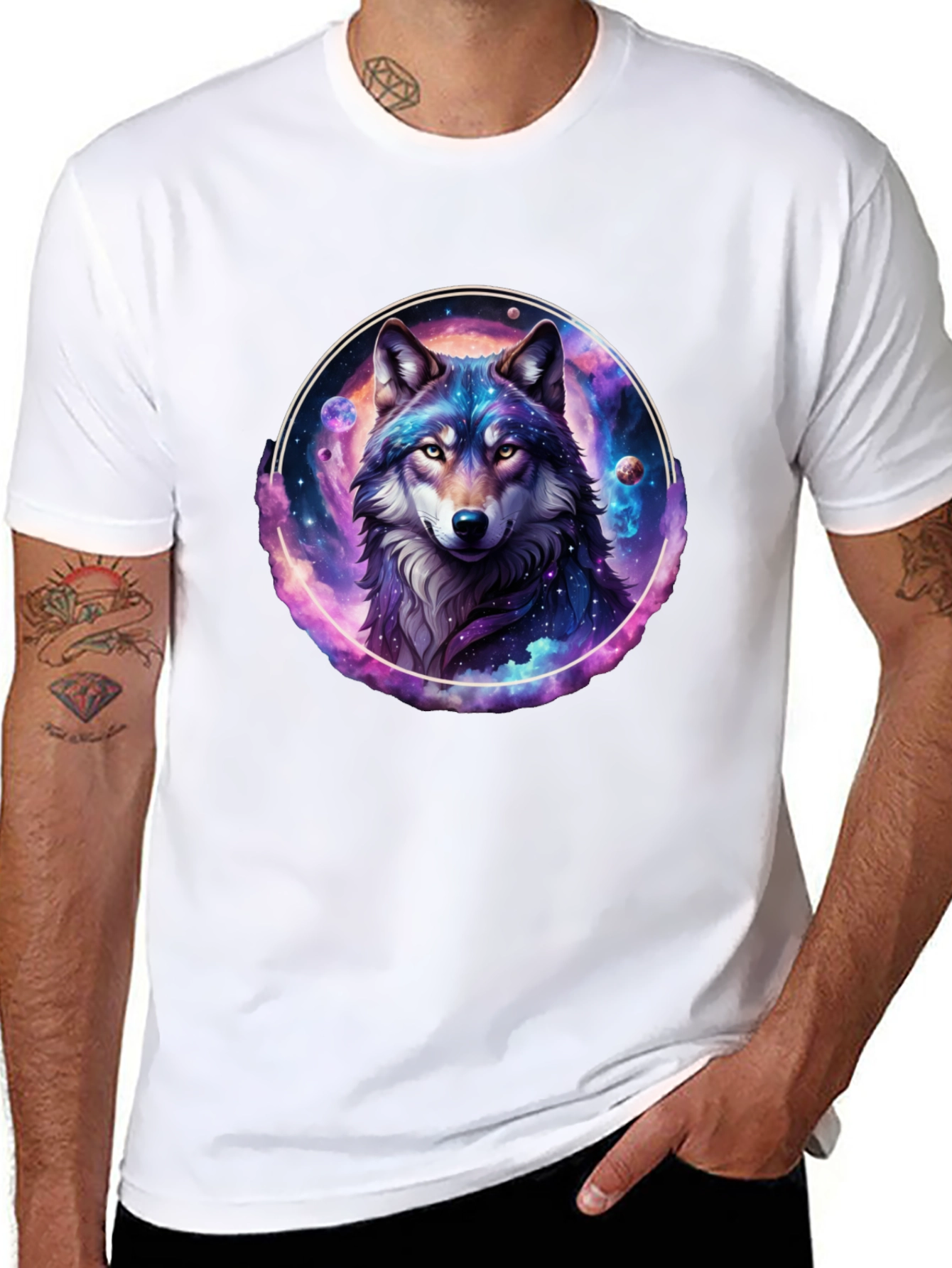 Black Cosmic Wolf Graphic Tee - Black T-Shirt view 8