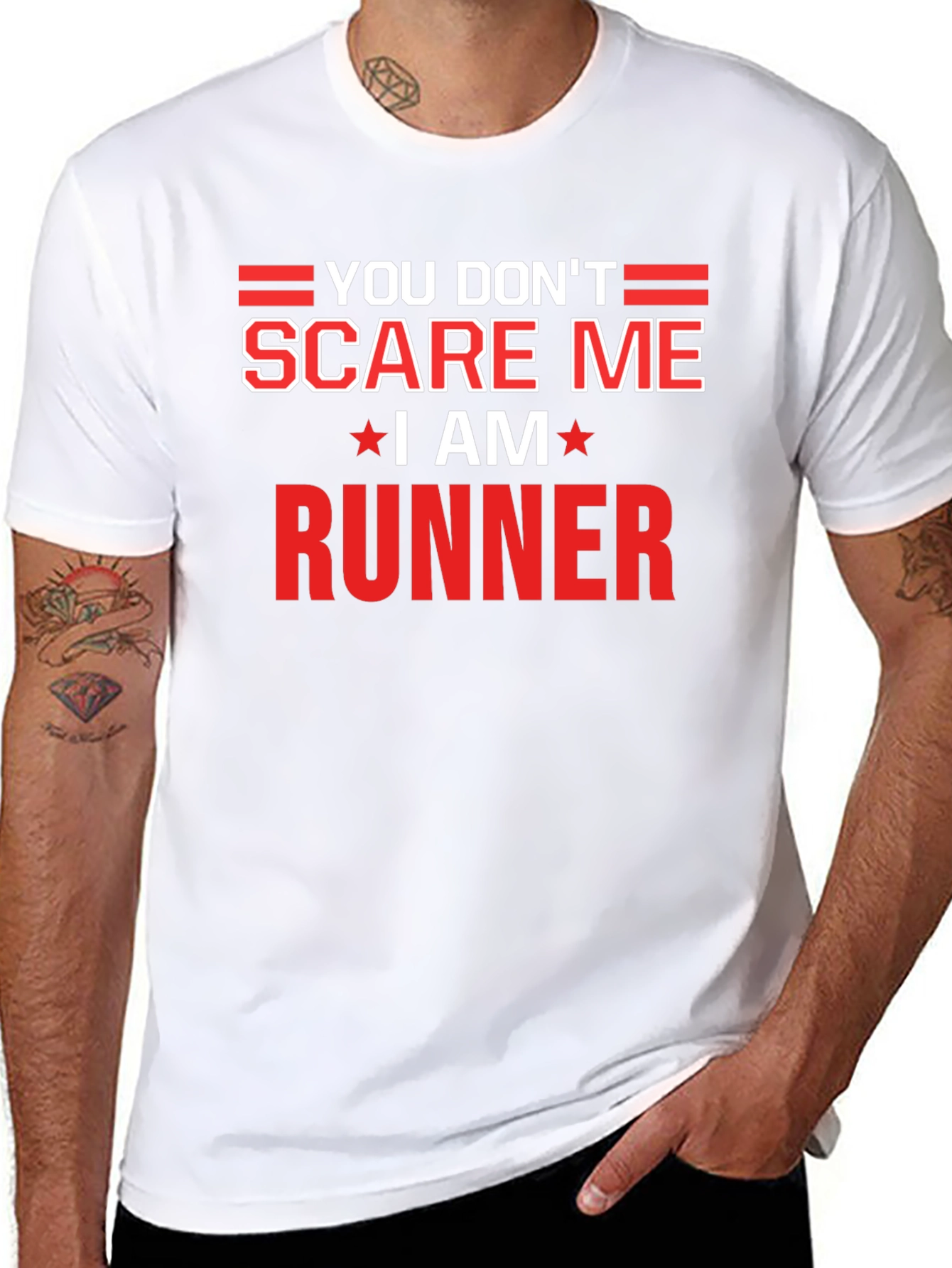 Black You Don't Scare Me I Am a Runner T-Shirt view 8
