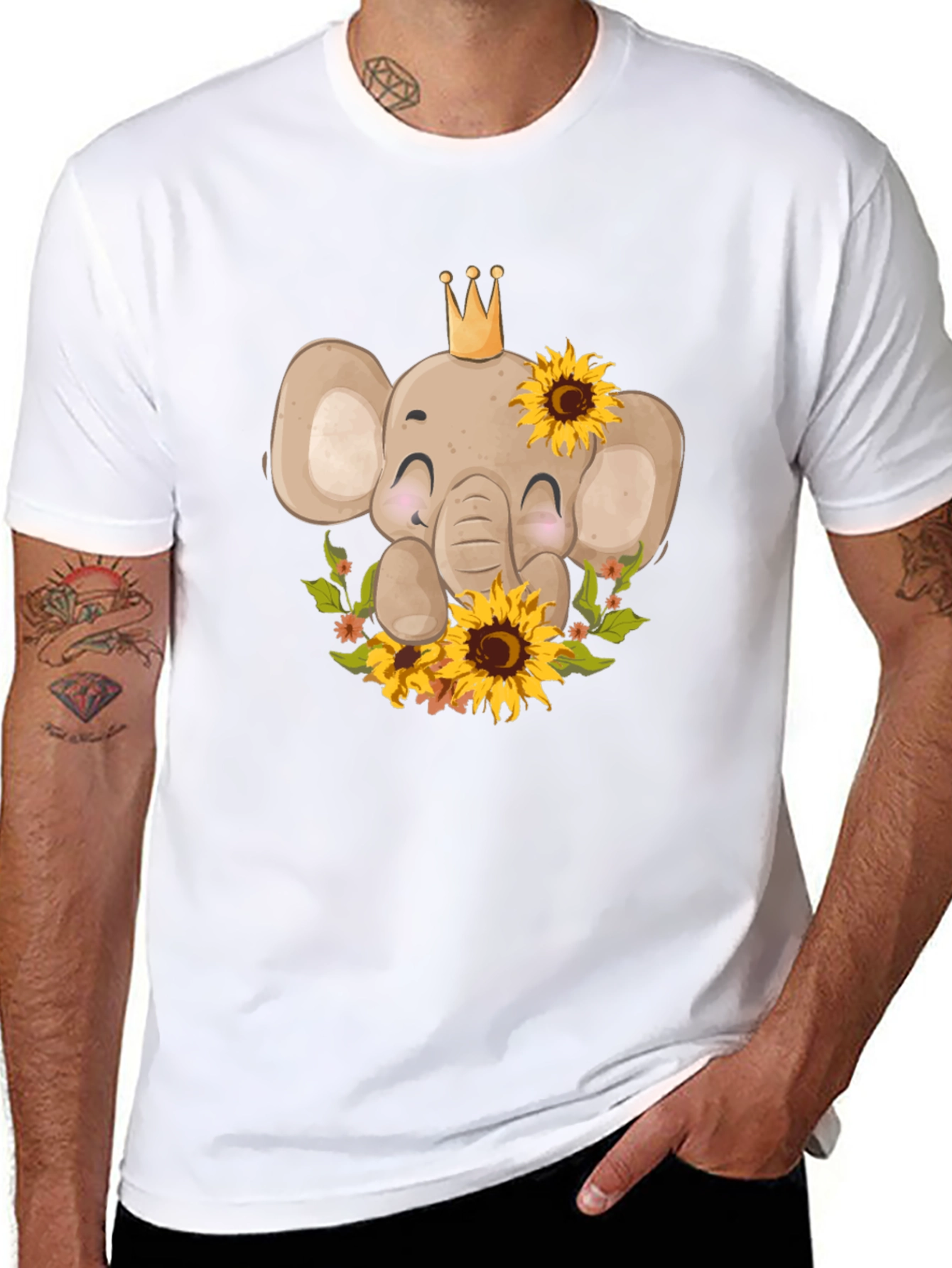 Black Elephant Sunflower Graphic Tee view 8