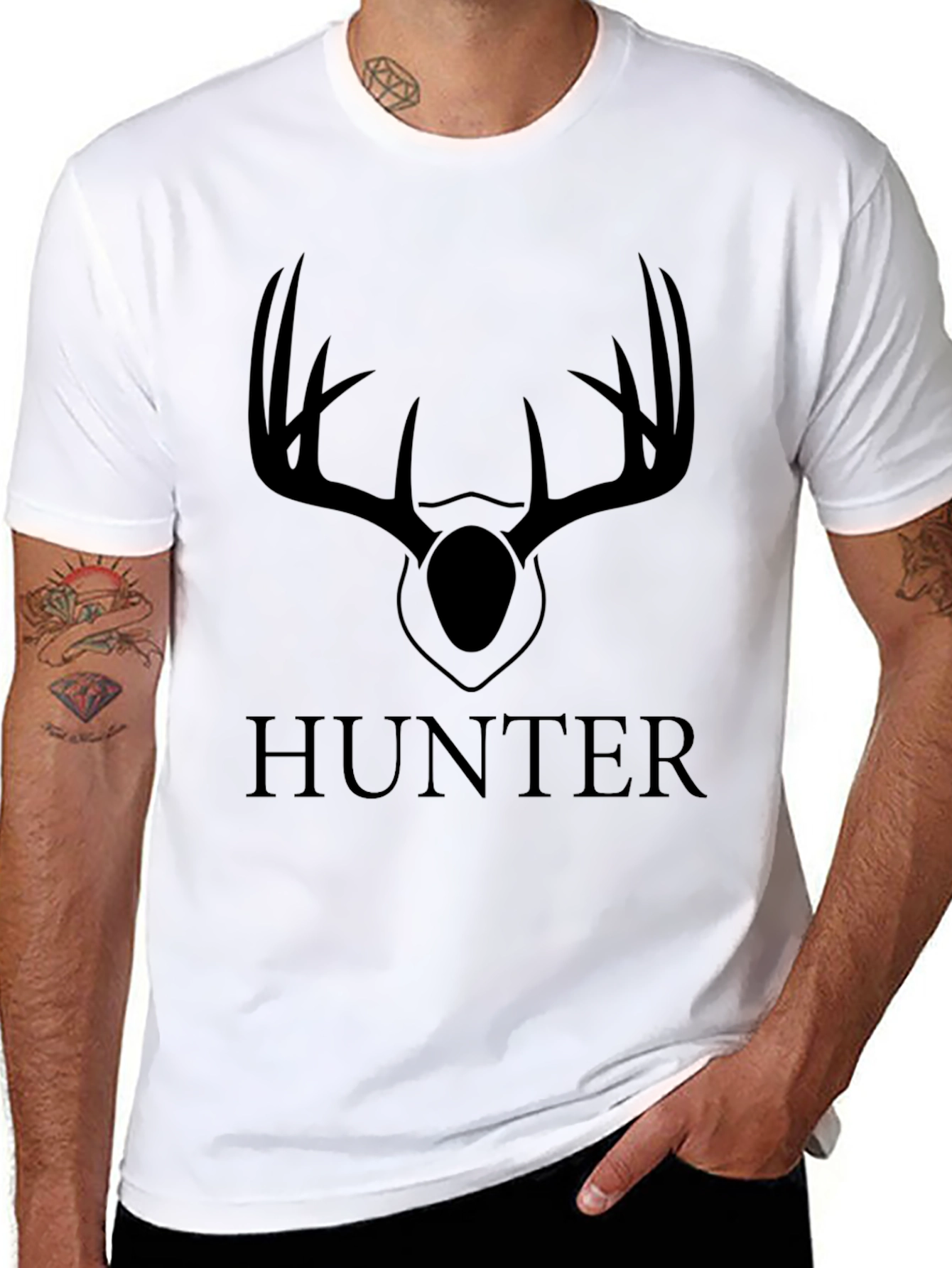 Black Hunter Antler Graphic Tee - Men's Black T-Shirt view 8