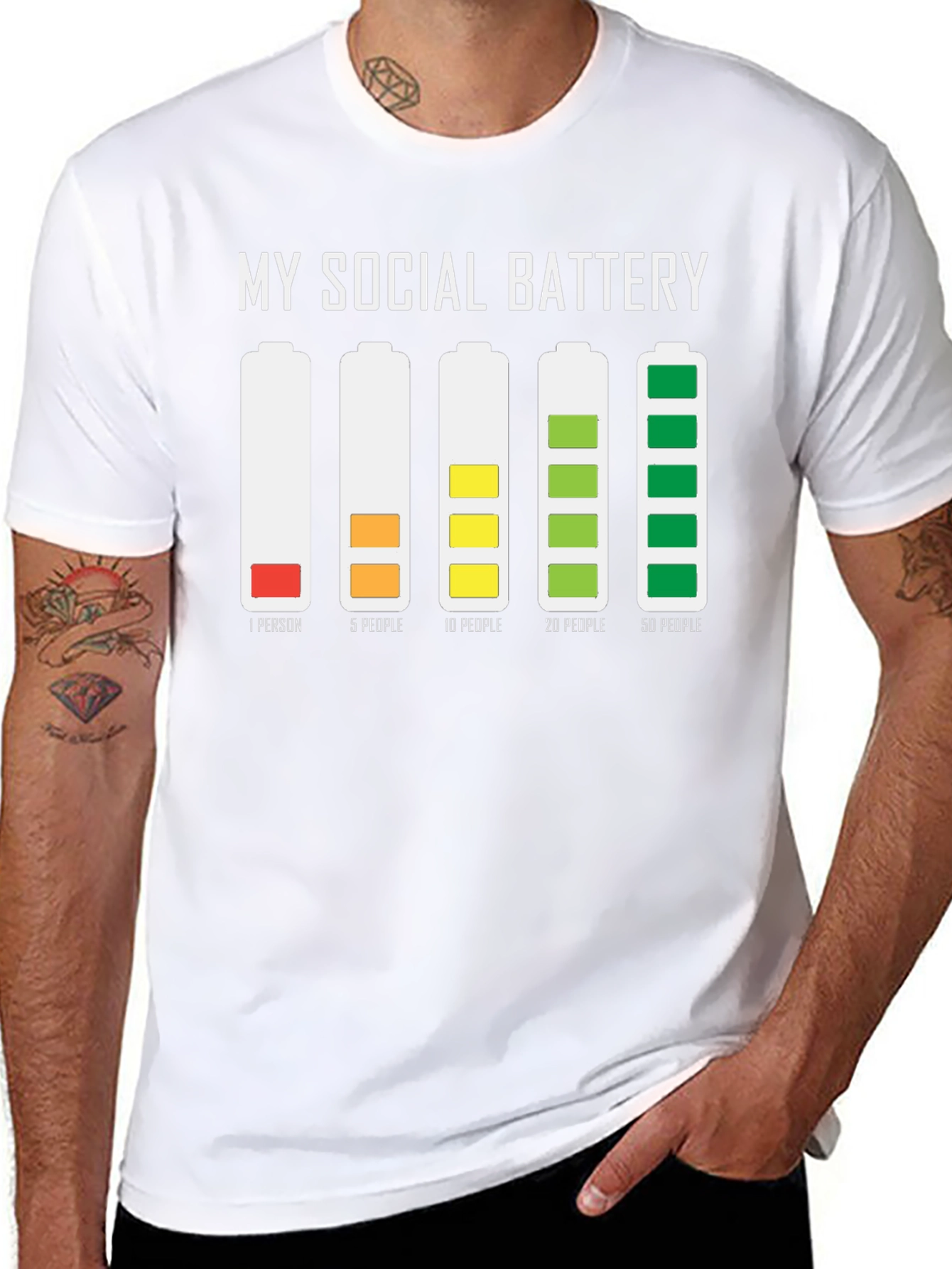 Black Social Battery Graphic T-Shirt view 8