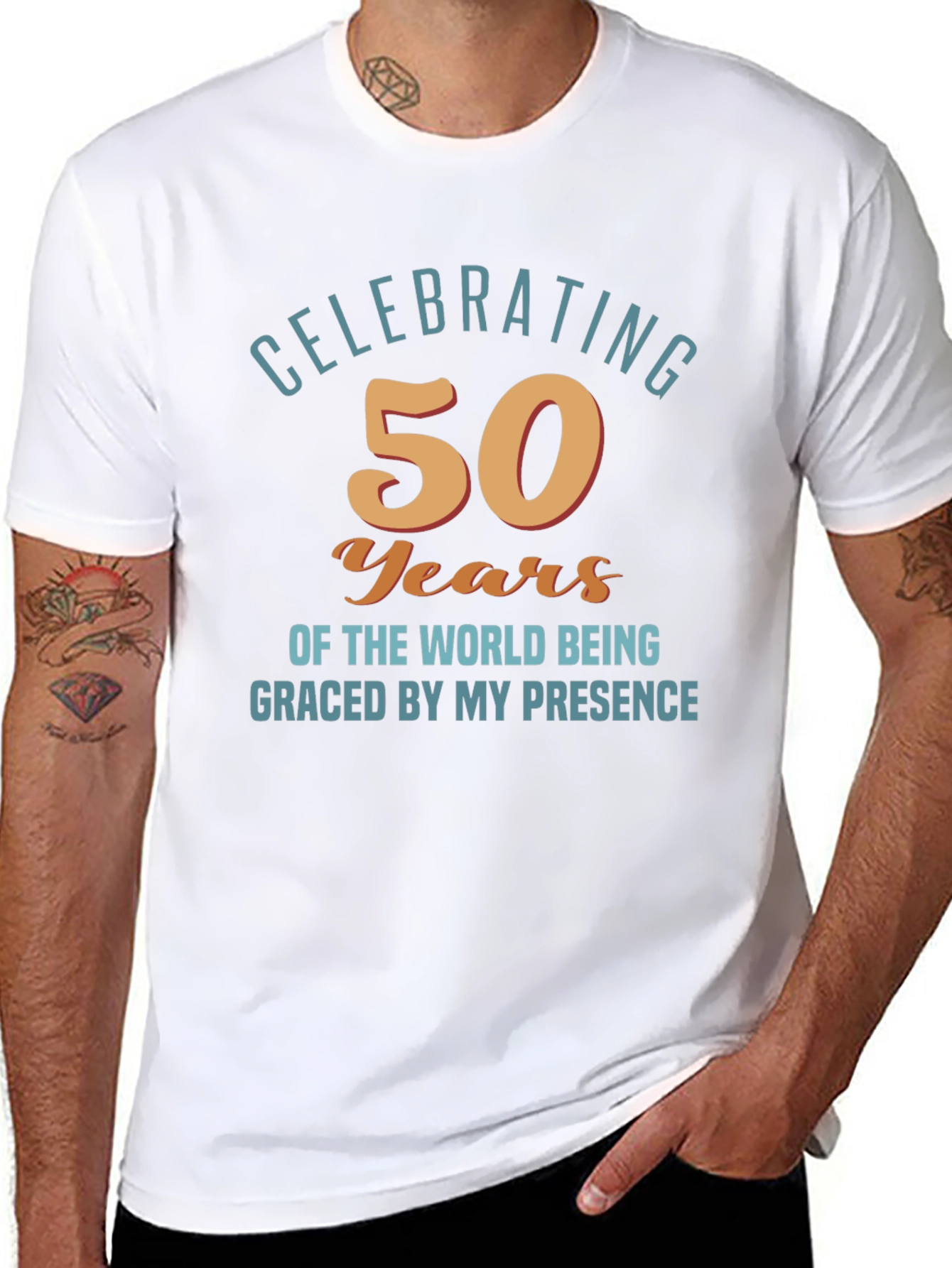 Black Celebrating 50 Years Funny Birthday T-Shirt view 8