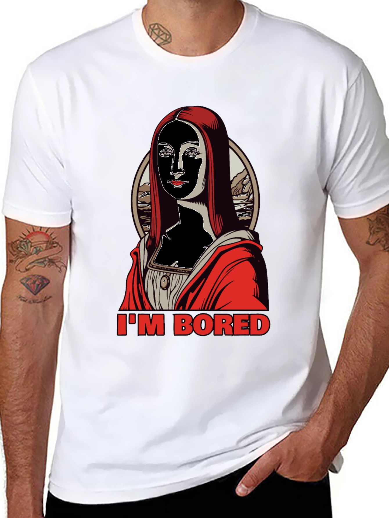 Black I'm Bored Mona T-Shirt - Black view 8
