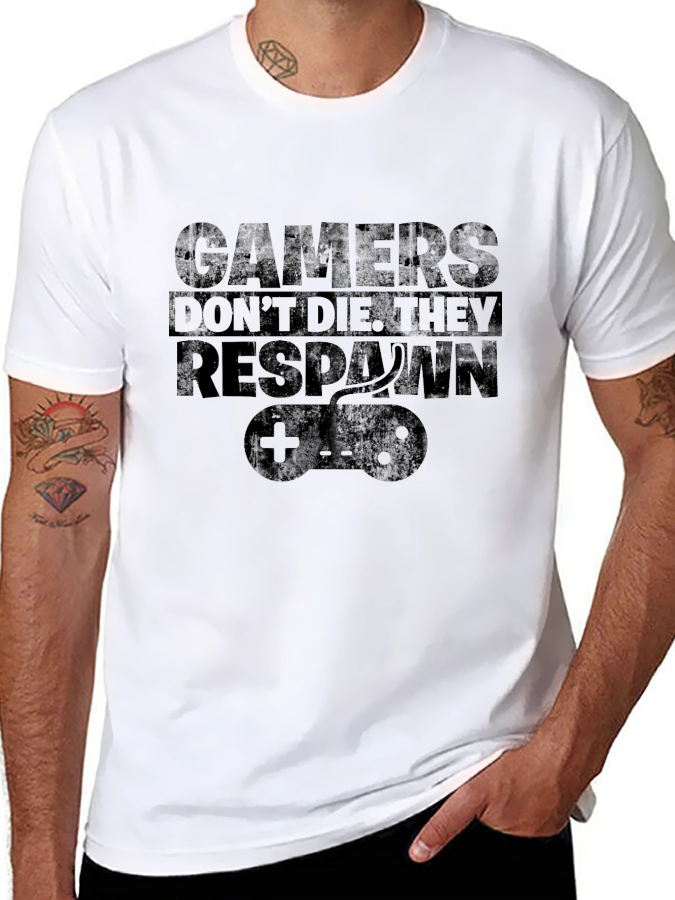 Black Gamers Don't Die They Respawn Graphic T-Shirt view 8