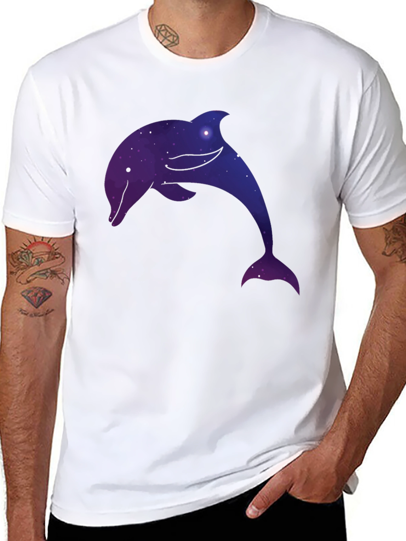 Black Cosmic Dolphin Black T-Shirt view 8