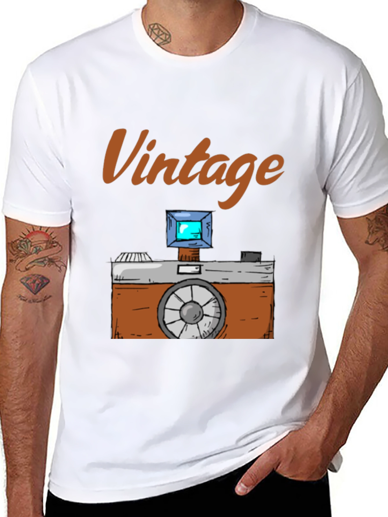Black Vintage Camera Graphic Tee - Retro Style view 8