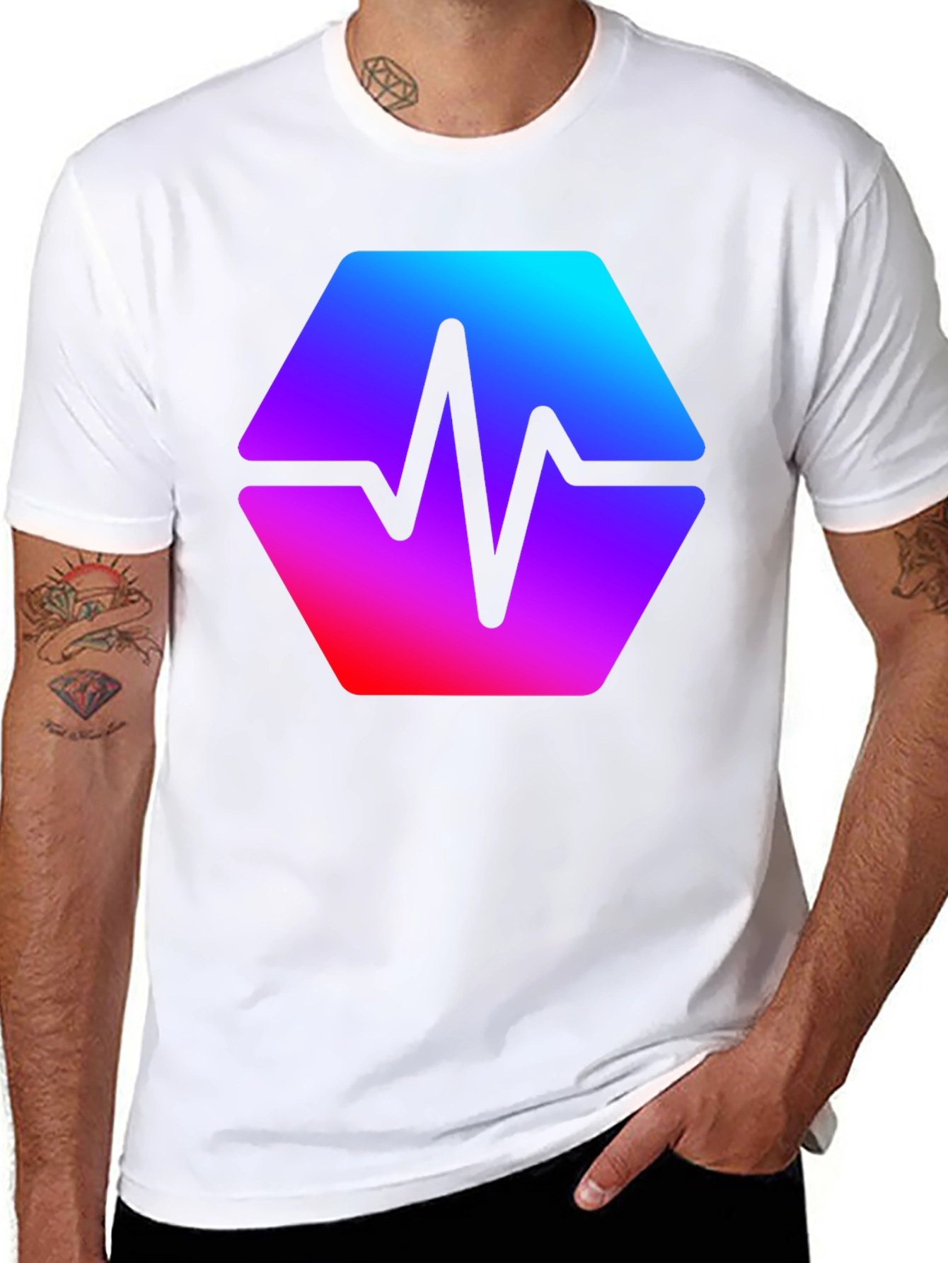 Black Hex Pulse Graphic T-Shirt - Modern Style view 8