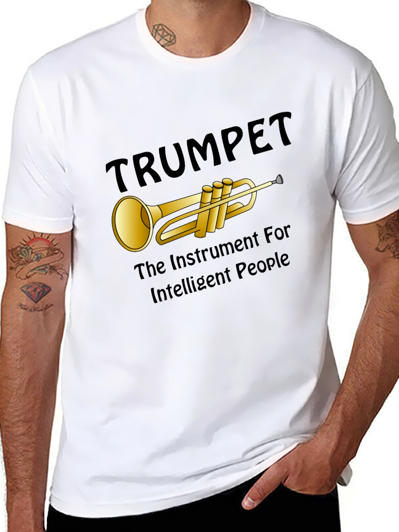 Black Trumpet Instrument Graphic T-Shirt view 8