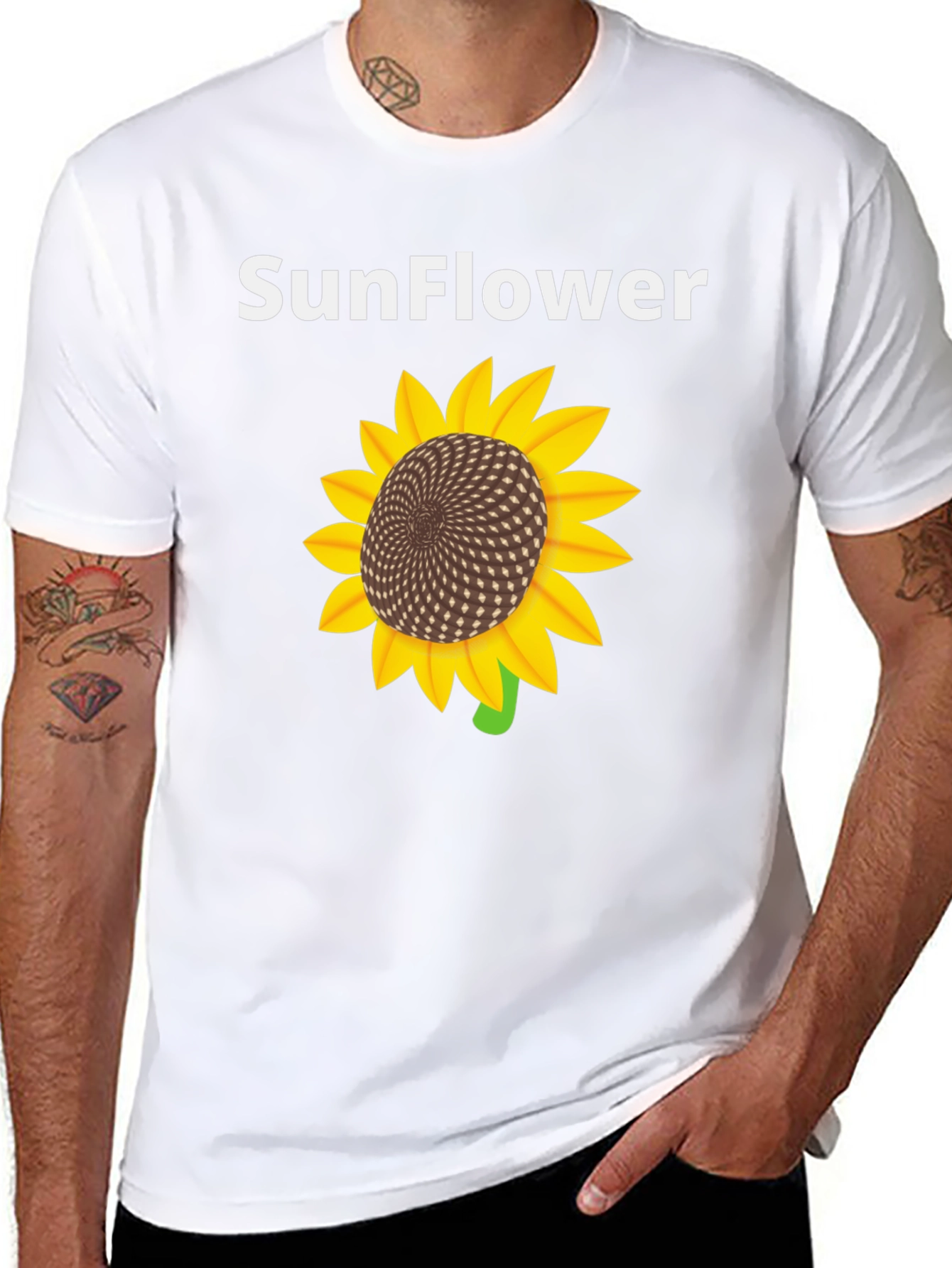 Sunflower Graphic Print Black T-Shirt - 8