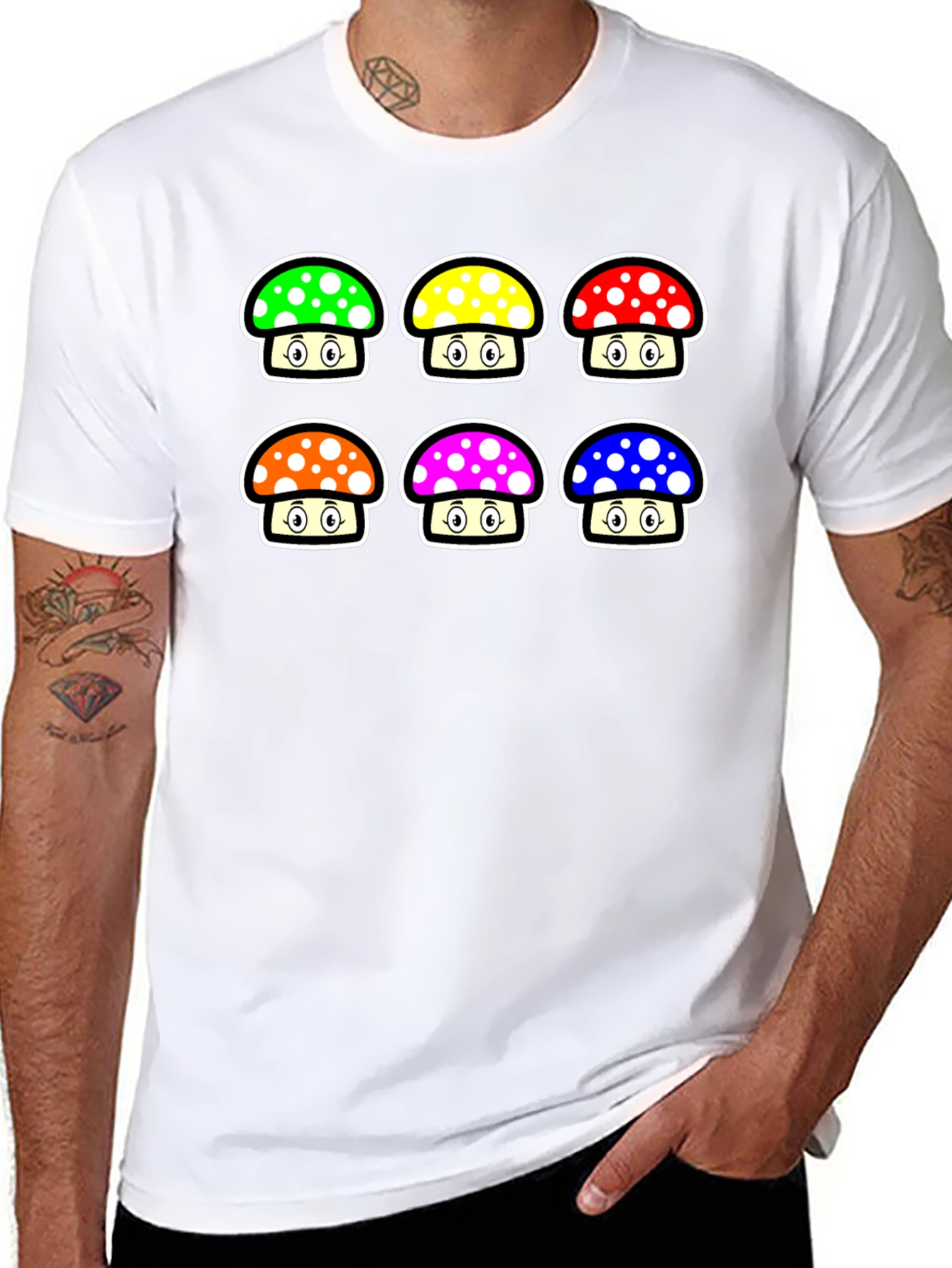 Black Mushroom T-Shirt - Fun Colorful Design view 8
