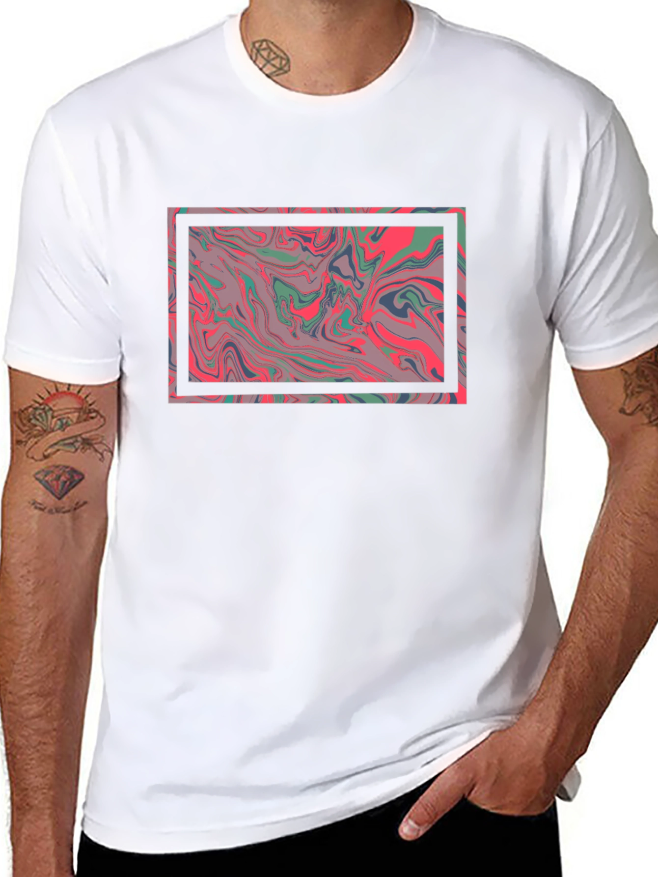 Abstract Marble Graphic Tee - Stylish Black T-Shirt - 8