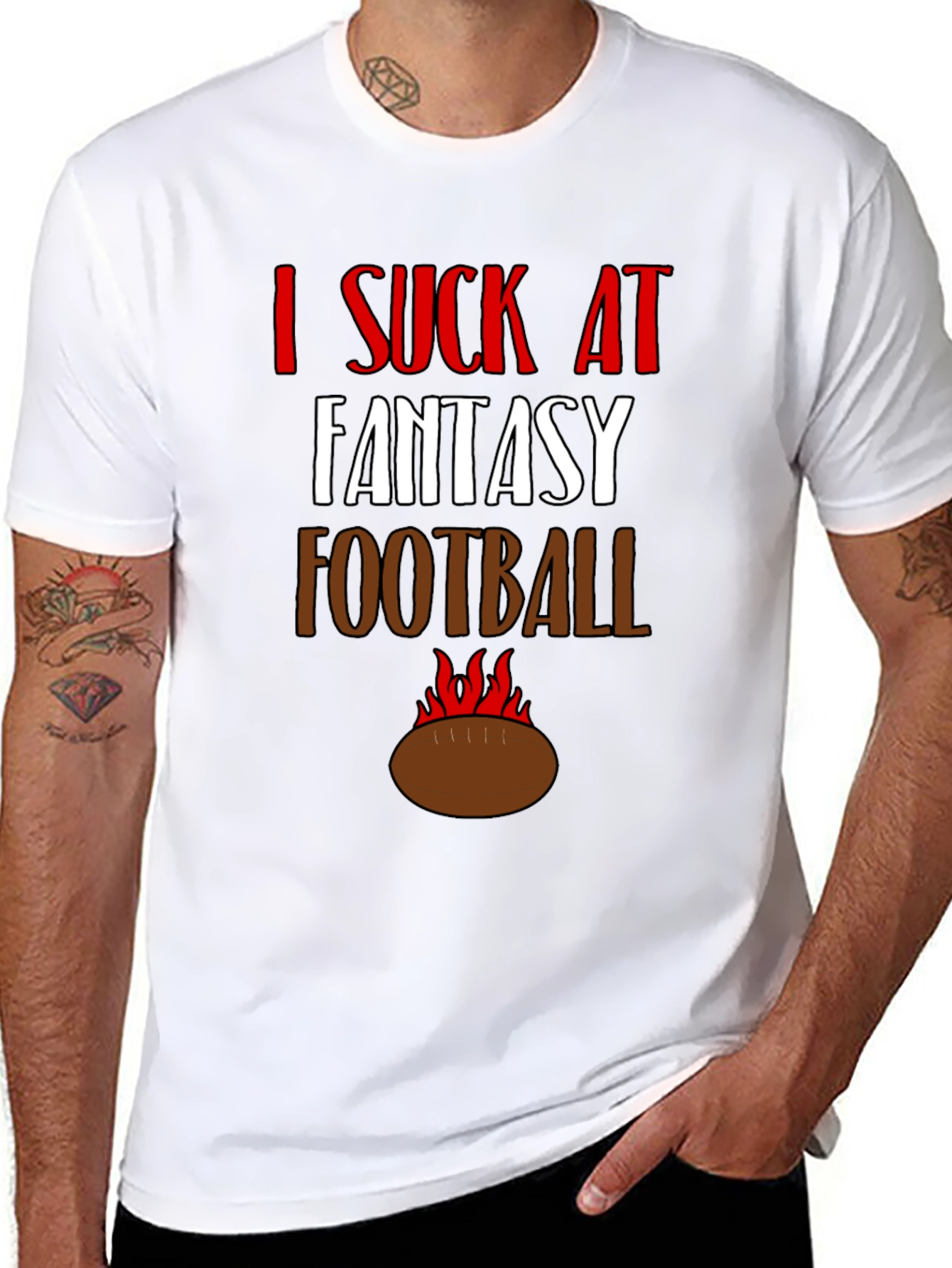Black I Suck at Fantasy Football Graphic Tee view 8