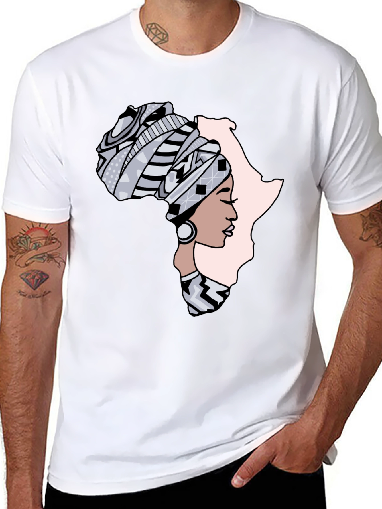 Black Africa Woman Graphic Tee - Black Cotton T-Shirt view 8