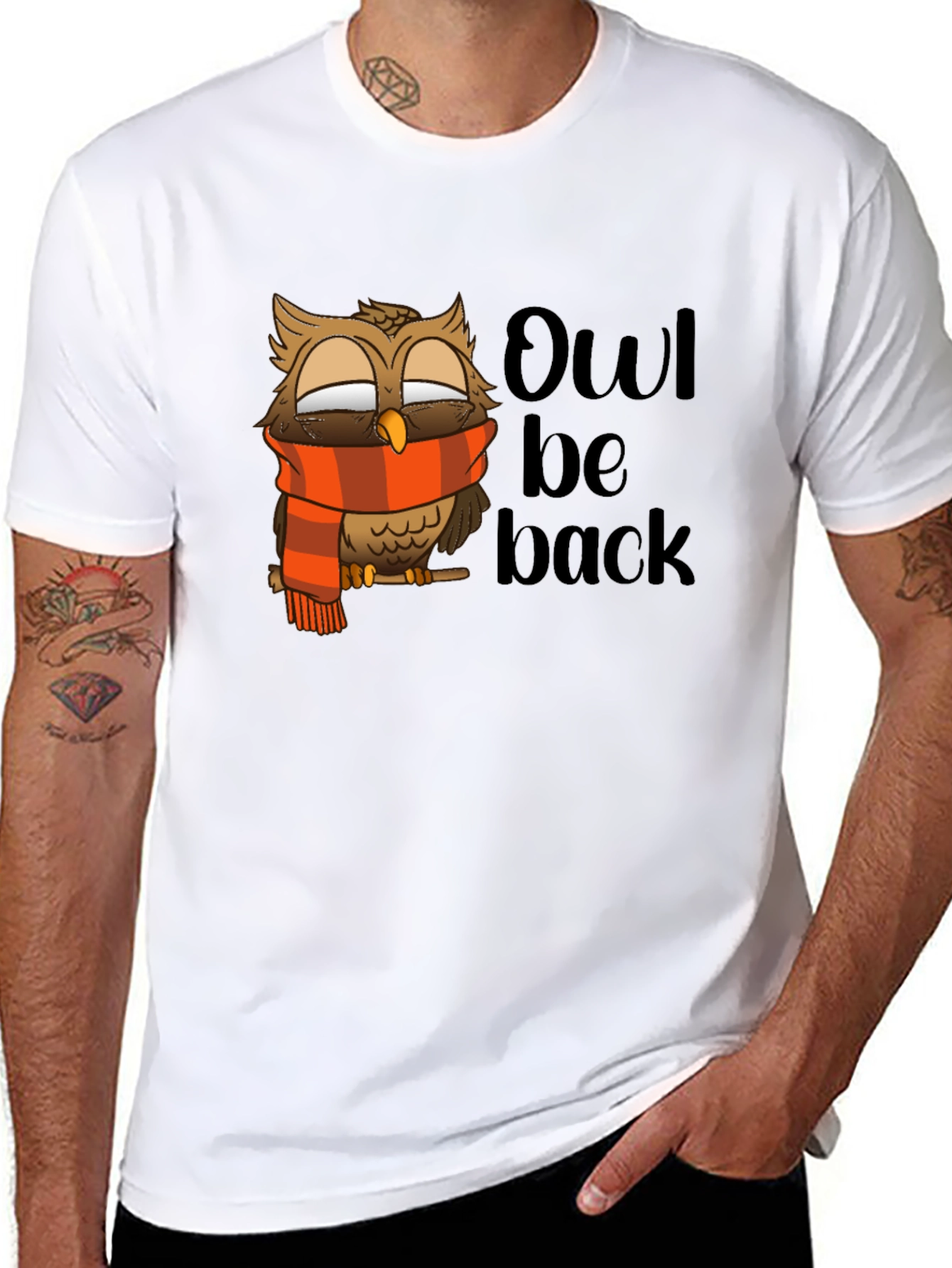 Black Owl Be Back Graphic T-Shirt - Cute Bird Pun Tee view 8