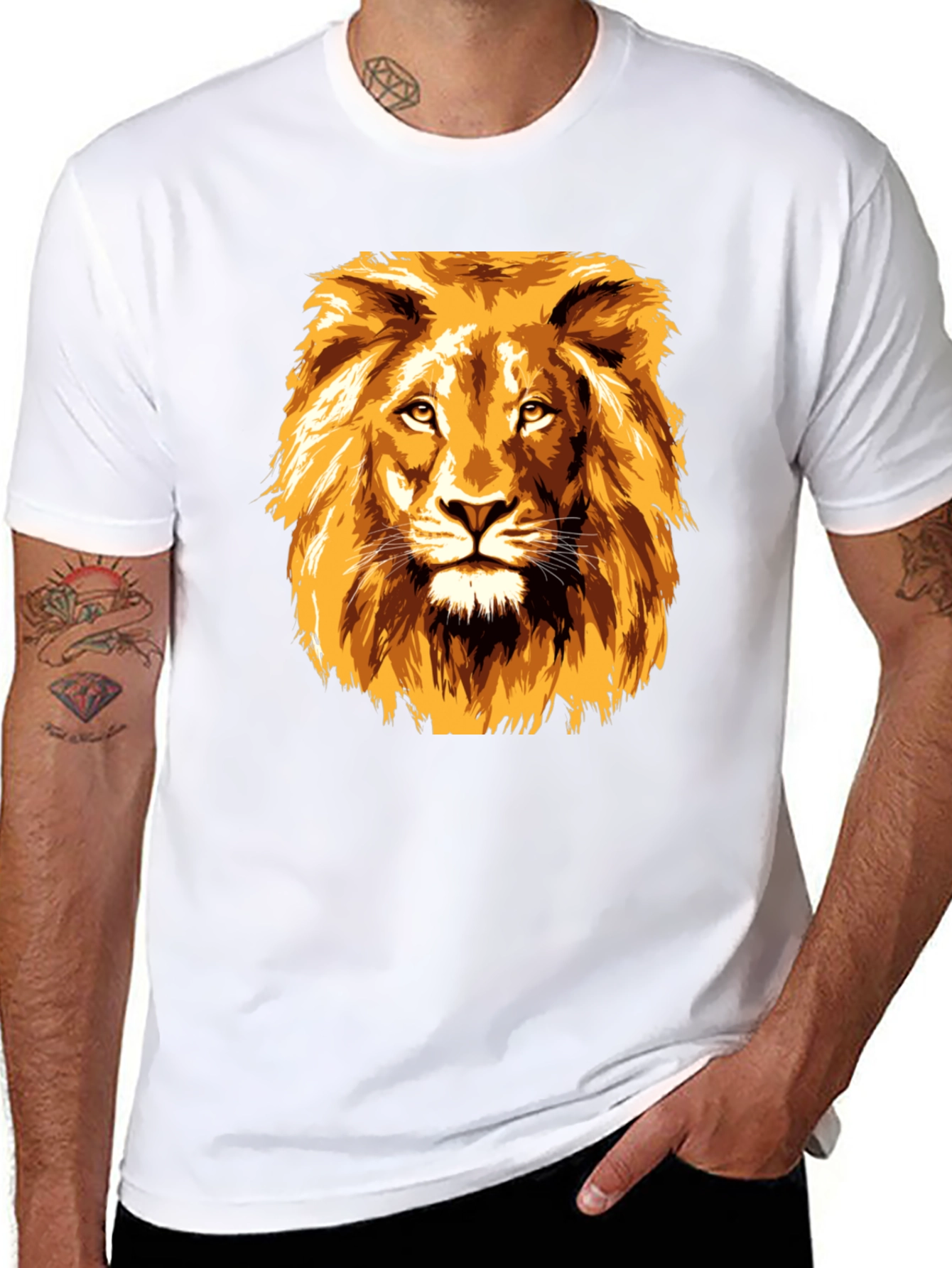 Black Lion Graphic Tee - Bold Animal Print T-Shirt view 8